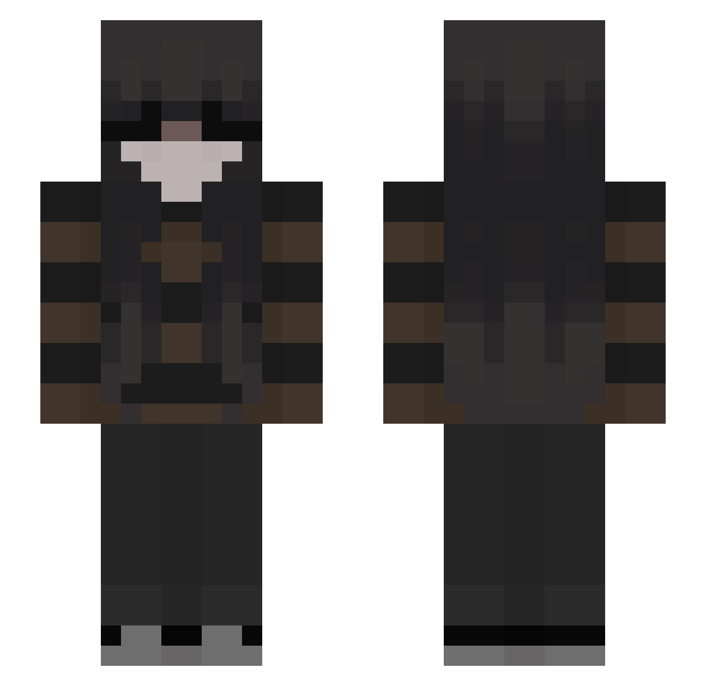 Toshiris Minecraft skin, front and back view