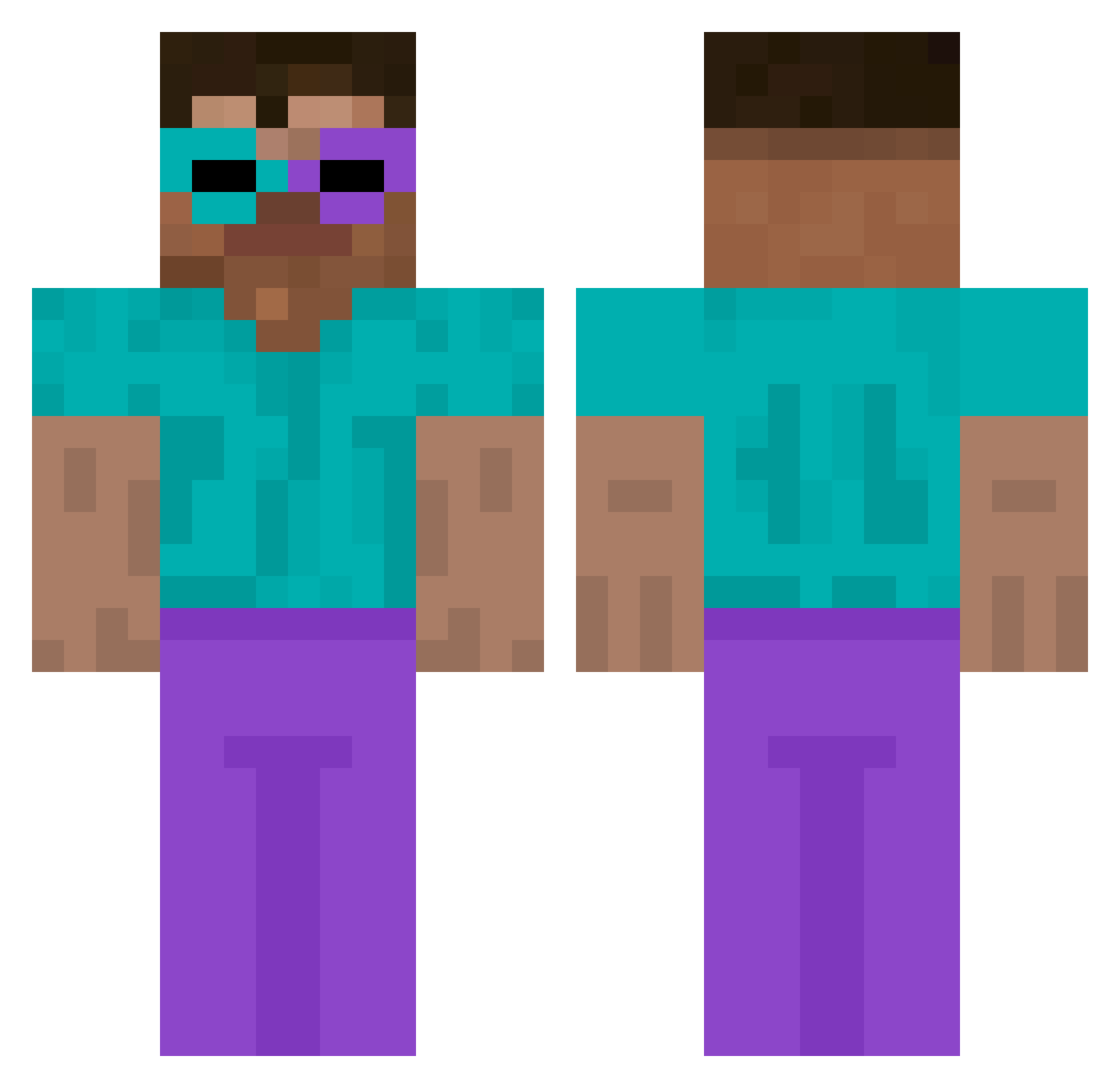 bigjmeas Minecraft skin, front and back view
