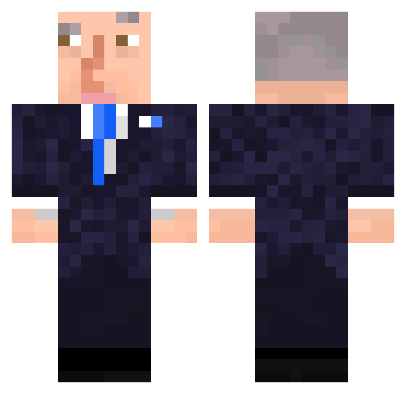 BrokerXDD Minecraft skin, front and back view