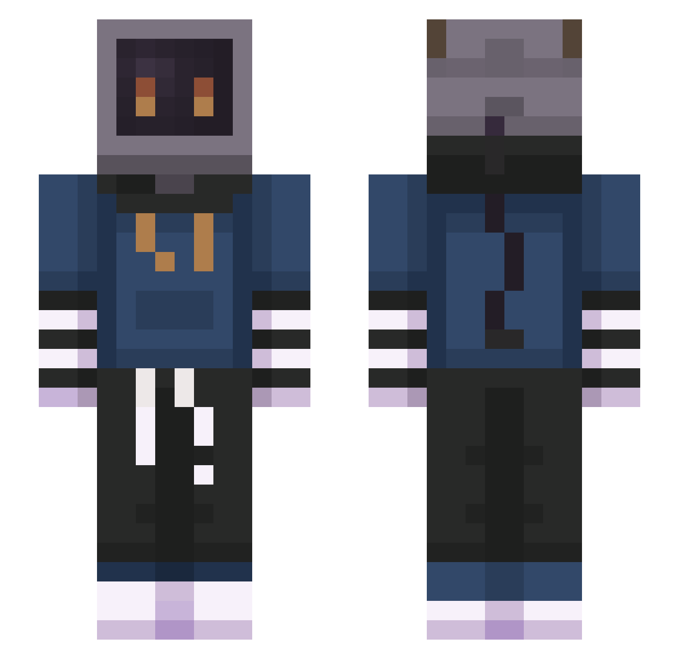 Rayted54 Minecraft skin, front and back view