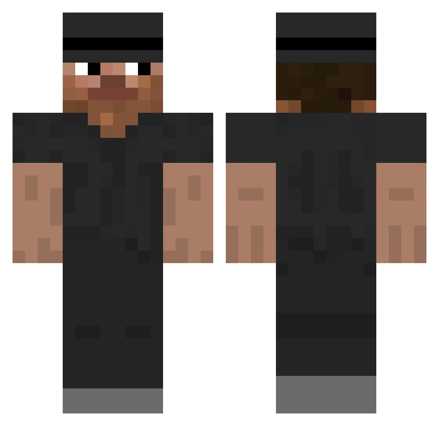 Fr0t Minecraft skin, front and back view
