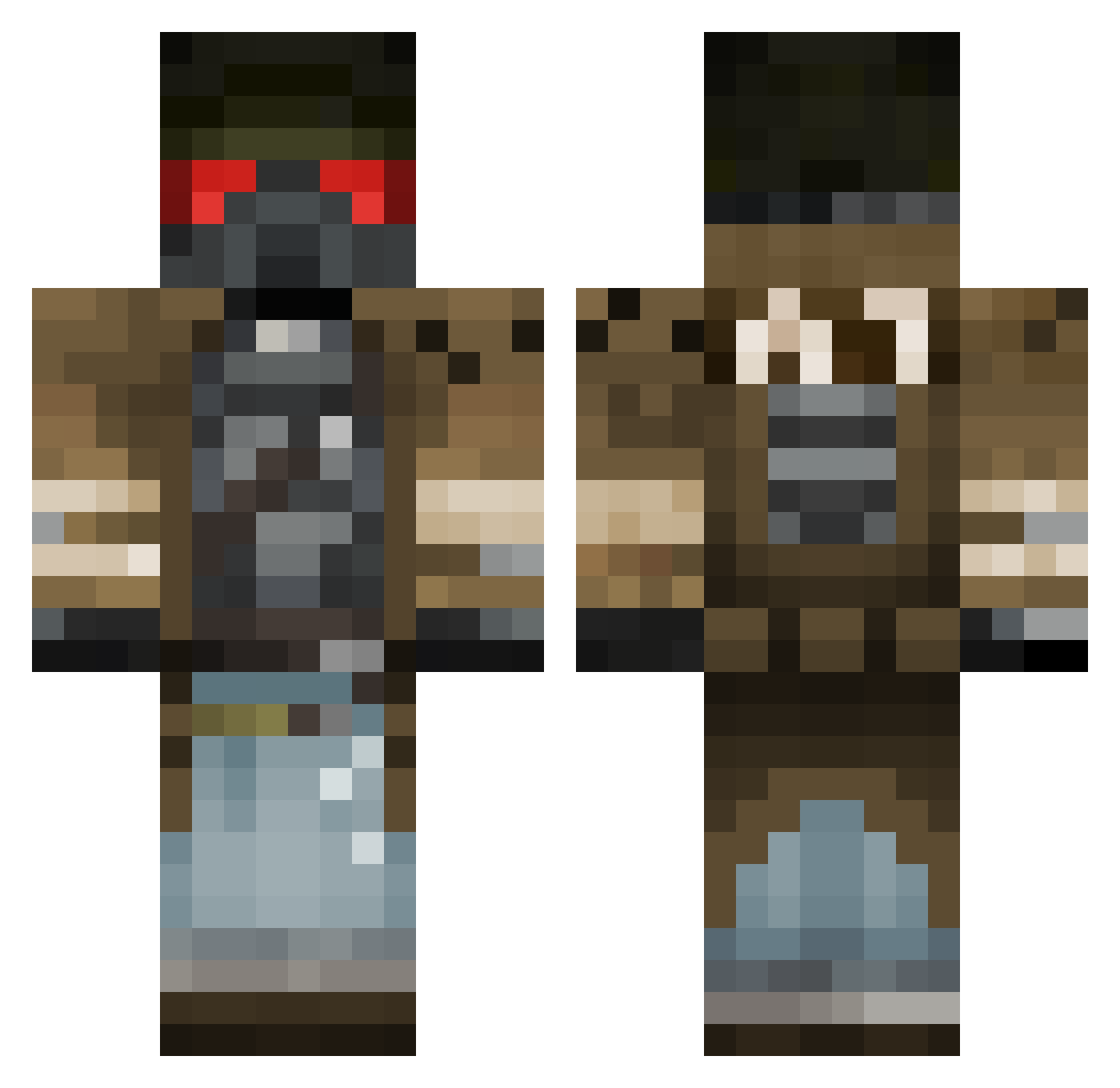 ihrra Minecraft skin, front and back view