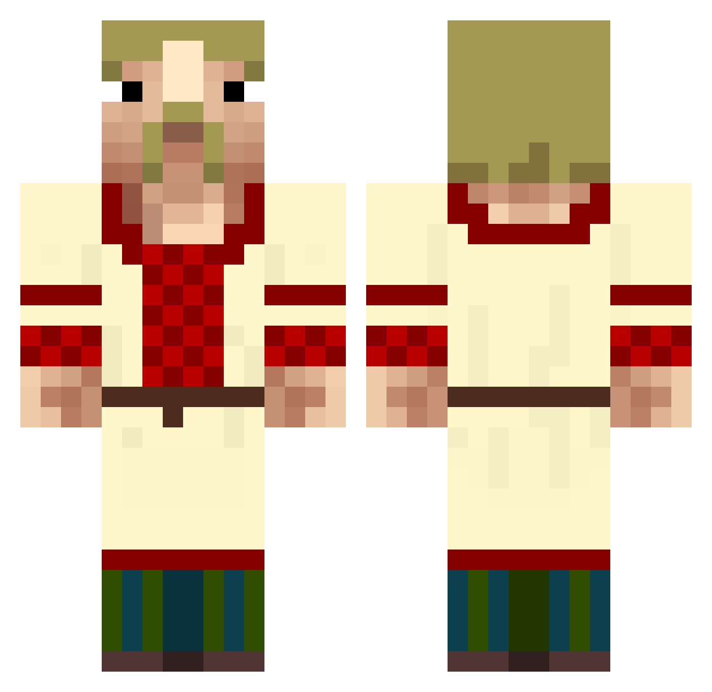 ApCheese Minecraft skin, front and back view