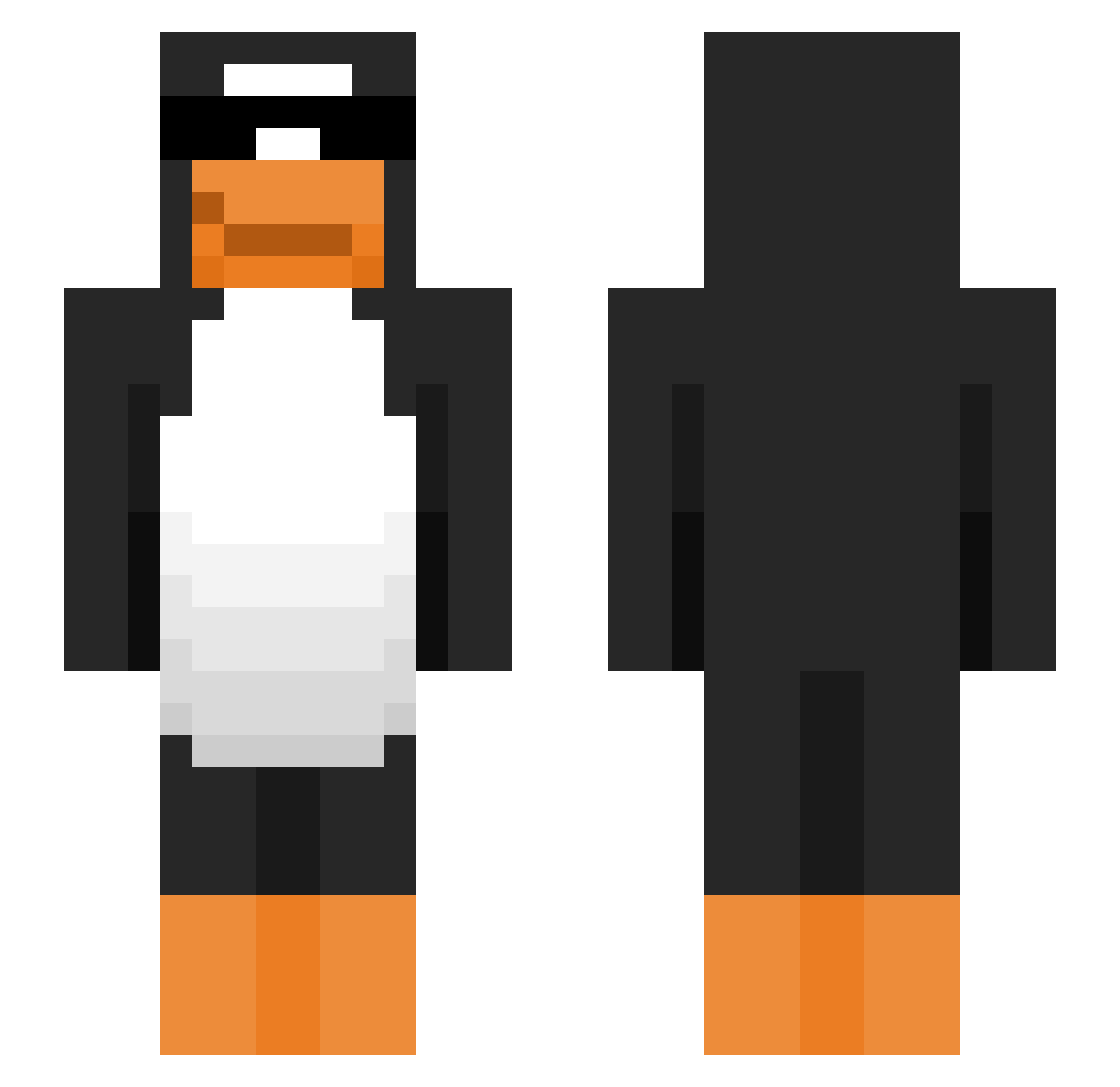 Sizzle Minecraft skin, front and back view