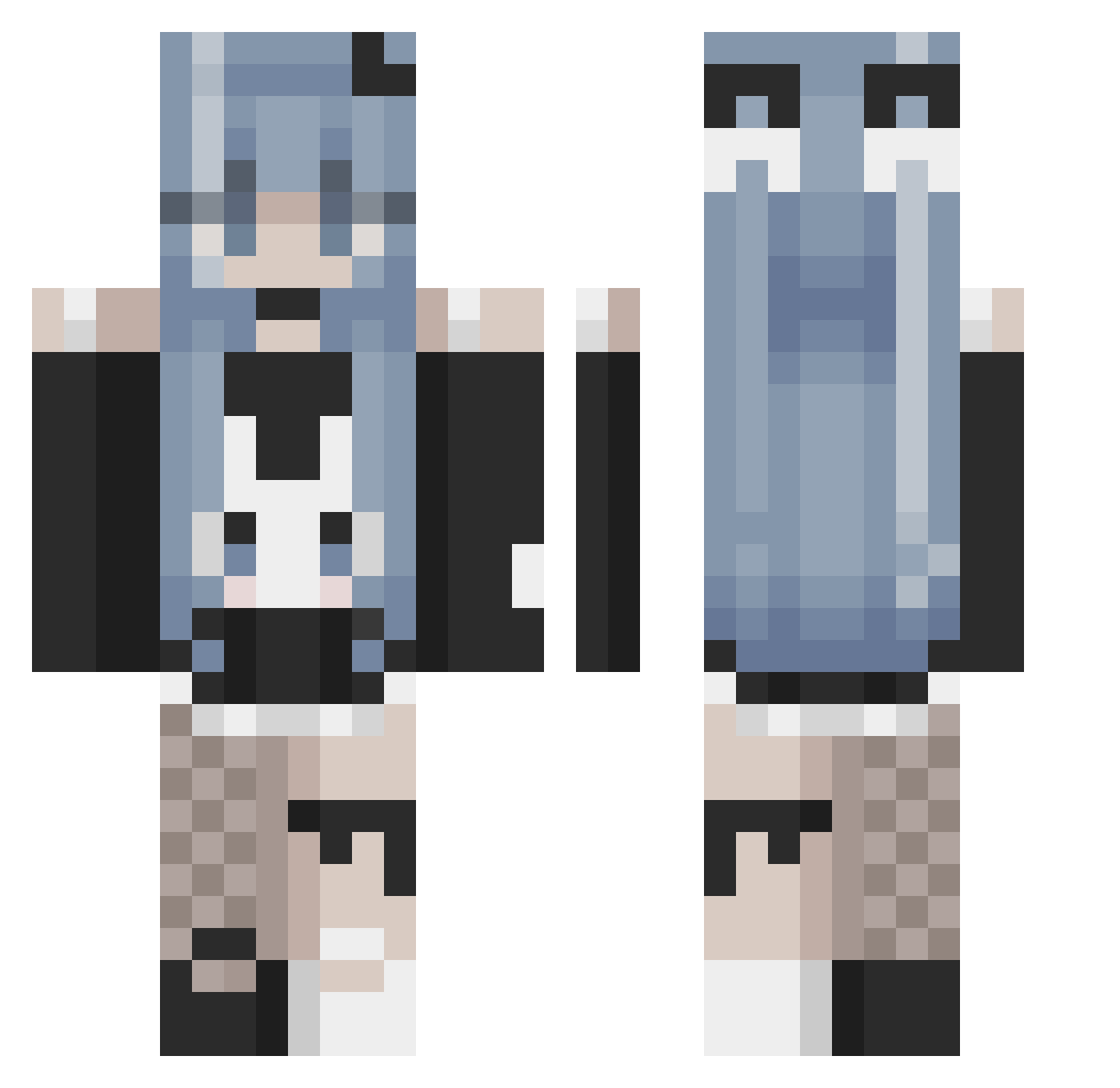 Luna1275 Minecraft skin, front and back view