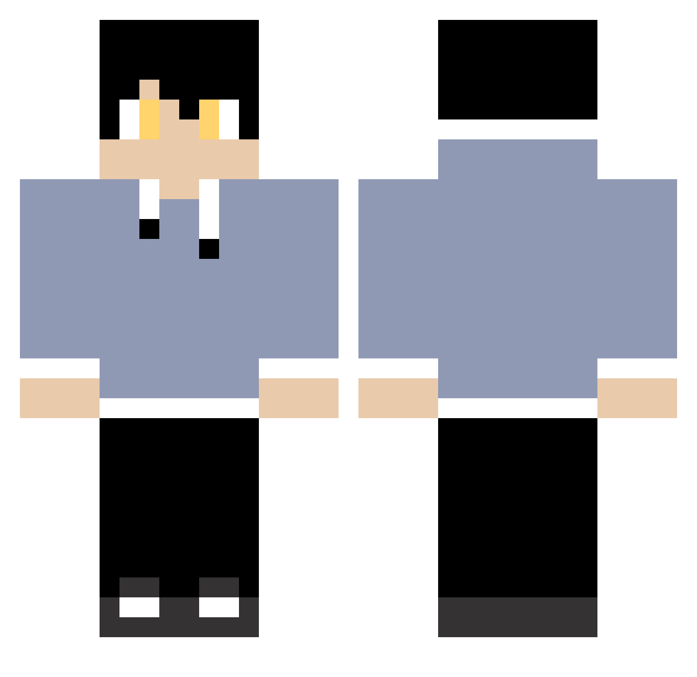 QQUENTO Minecraft skin, front and back view