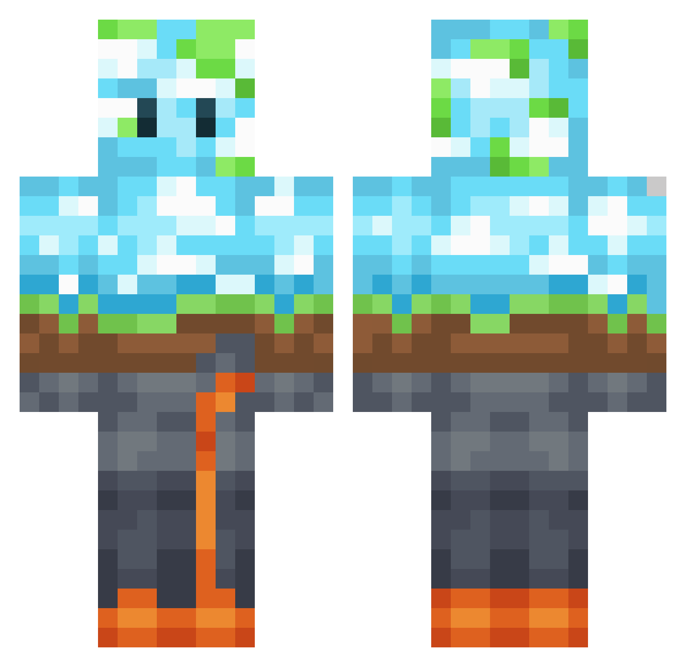 Braindead24 Minecraft skin, front and back view