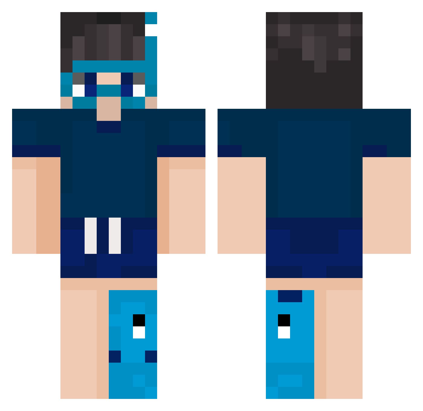 Akl0 Minecraft skin, front and back view