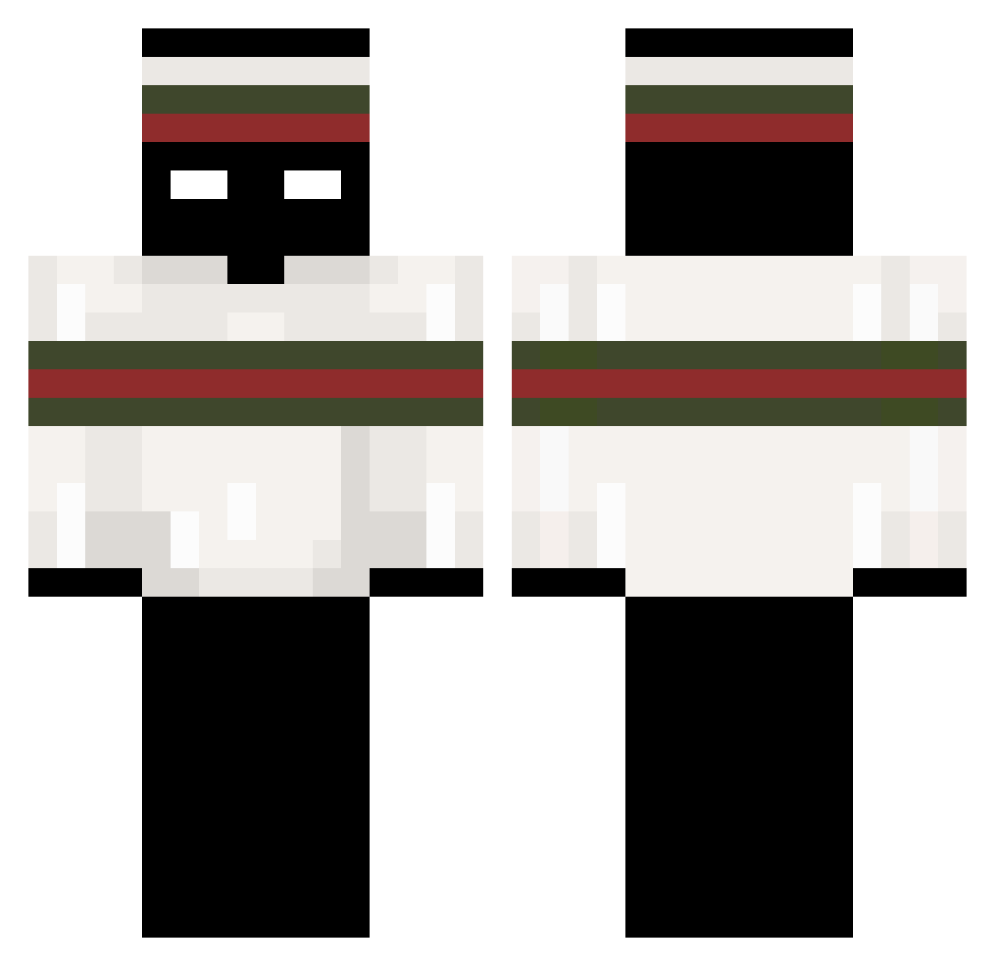 Stereotypically Minecraft skin, front and back view