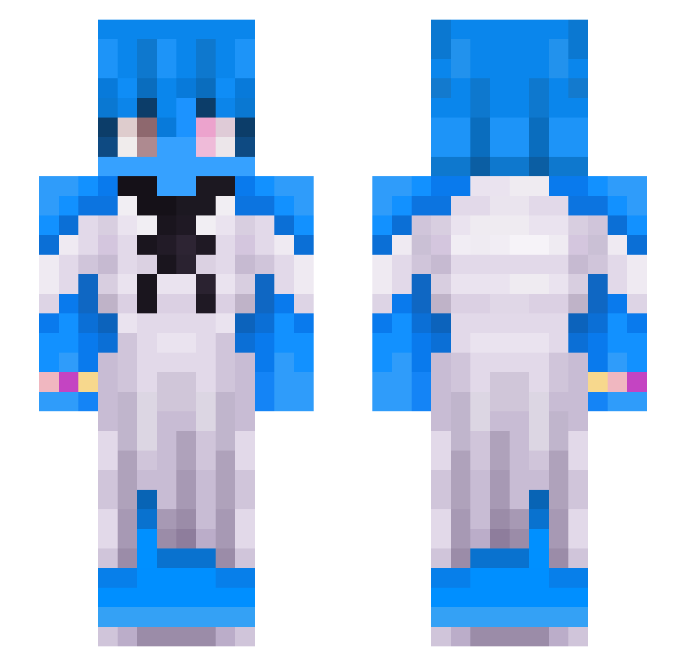 umtoofly Minecraft skin, front and back view