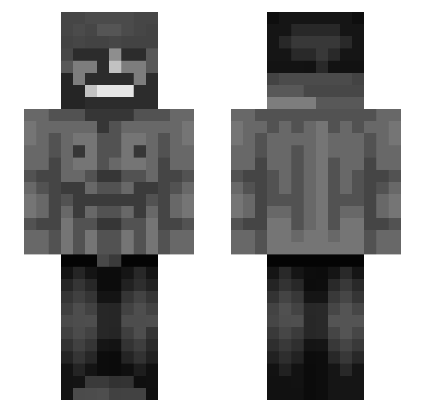 true_chad Minecraft skin, front and back view
