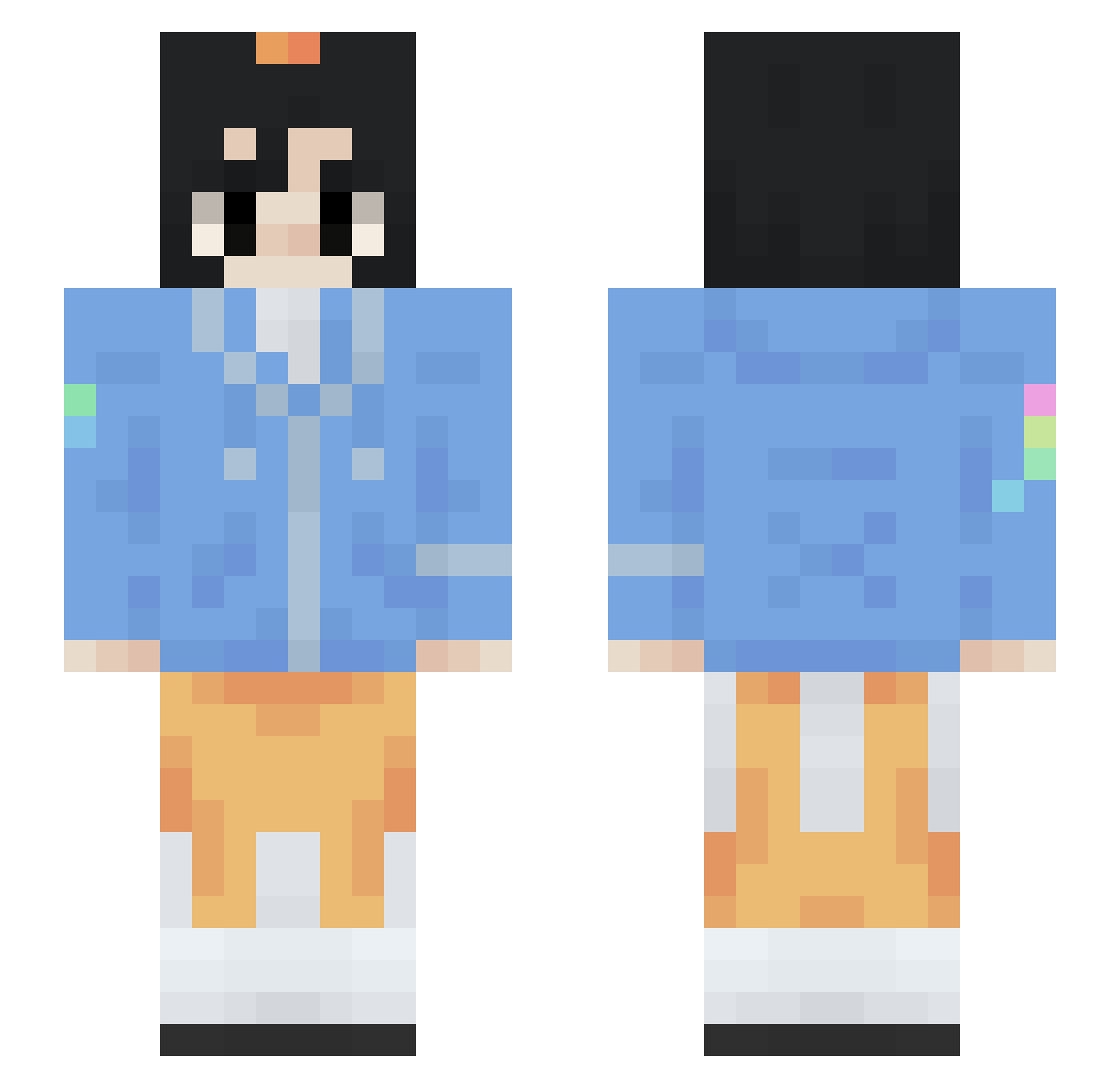 Teffla Minecraft skin, front and back view