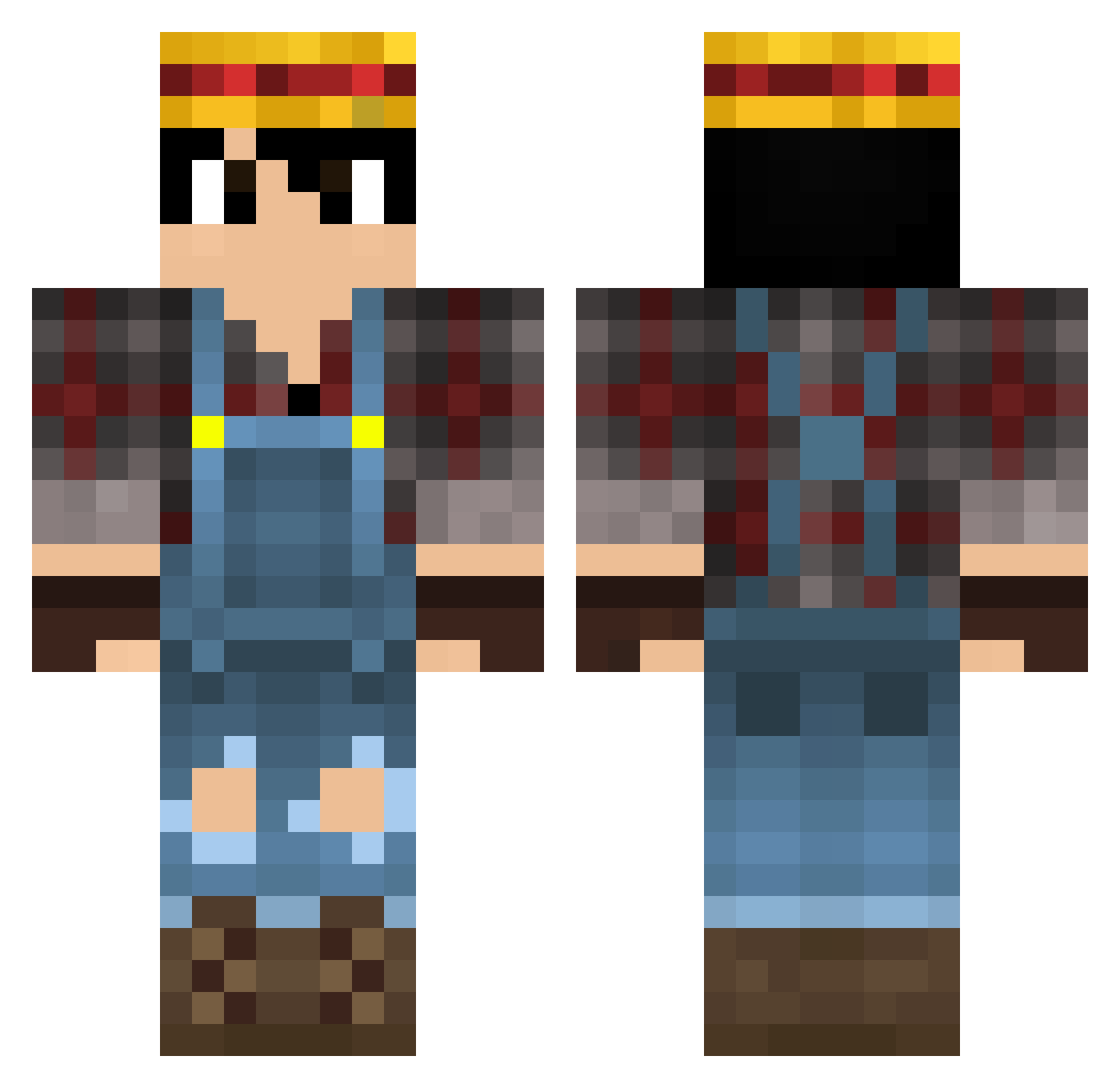 YandereKun_Nirox Minecraft skin, front and back view