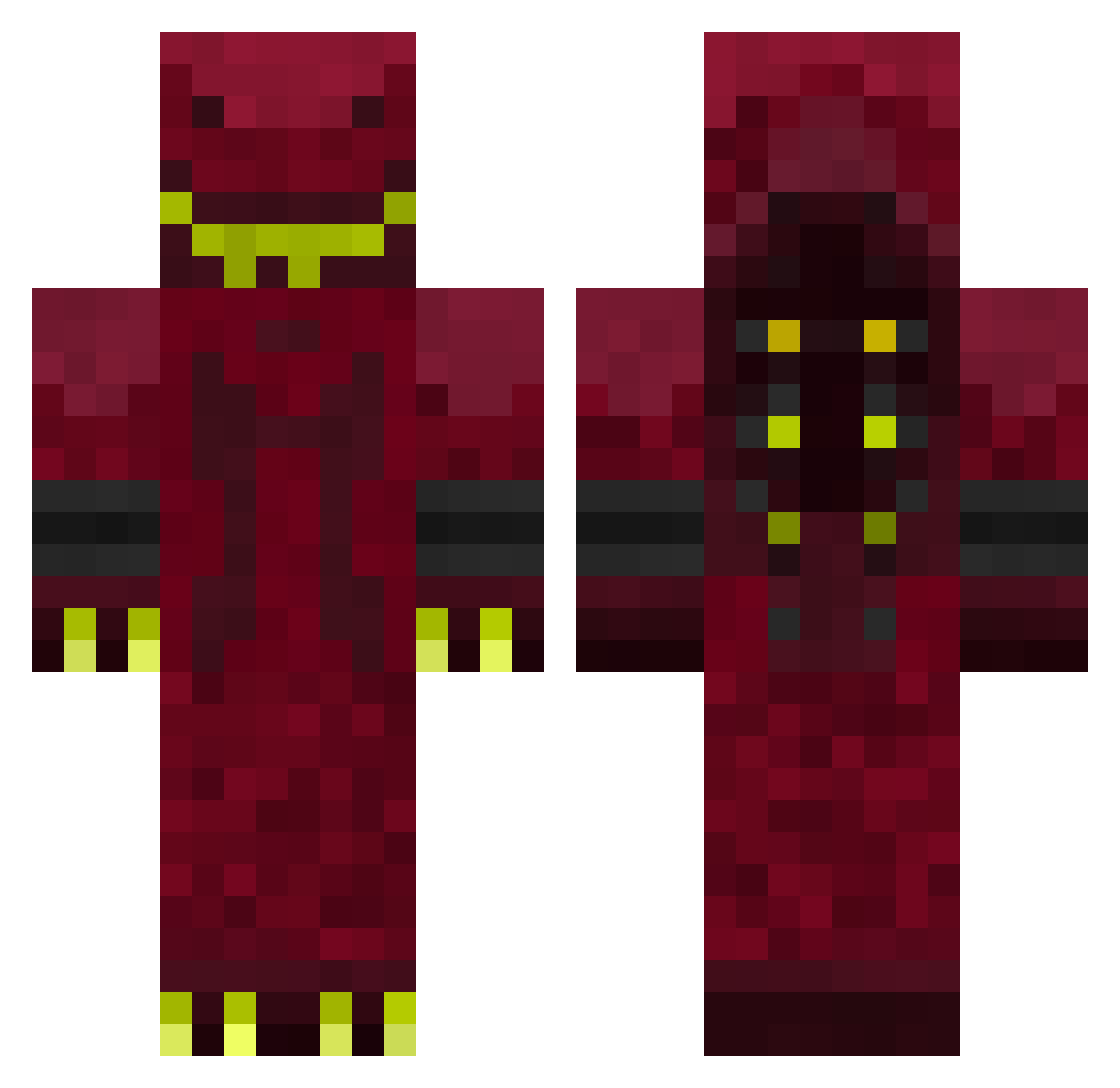 HackedHuman Minecraft skin, front and back view
