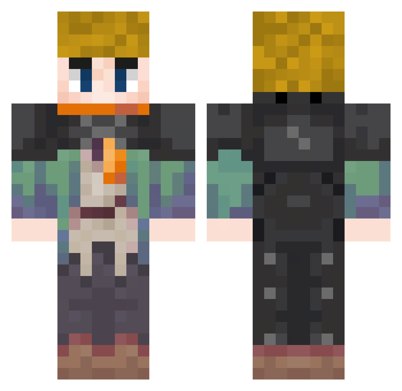 SimplyMeda Minecraft skin, front and back view