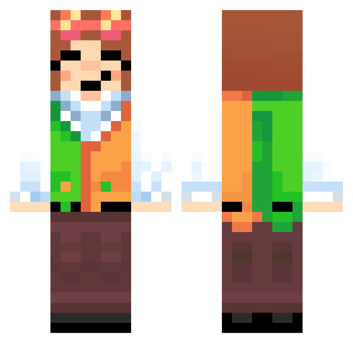 mhaha Minecraft skin, front and back view