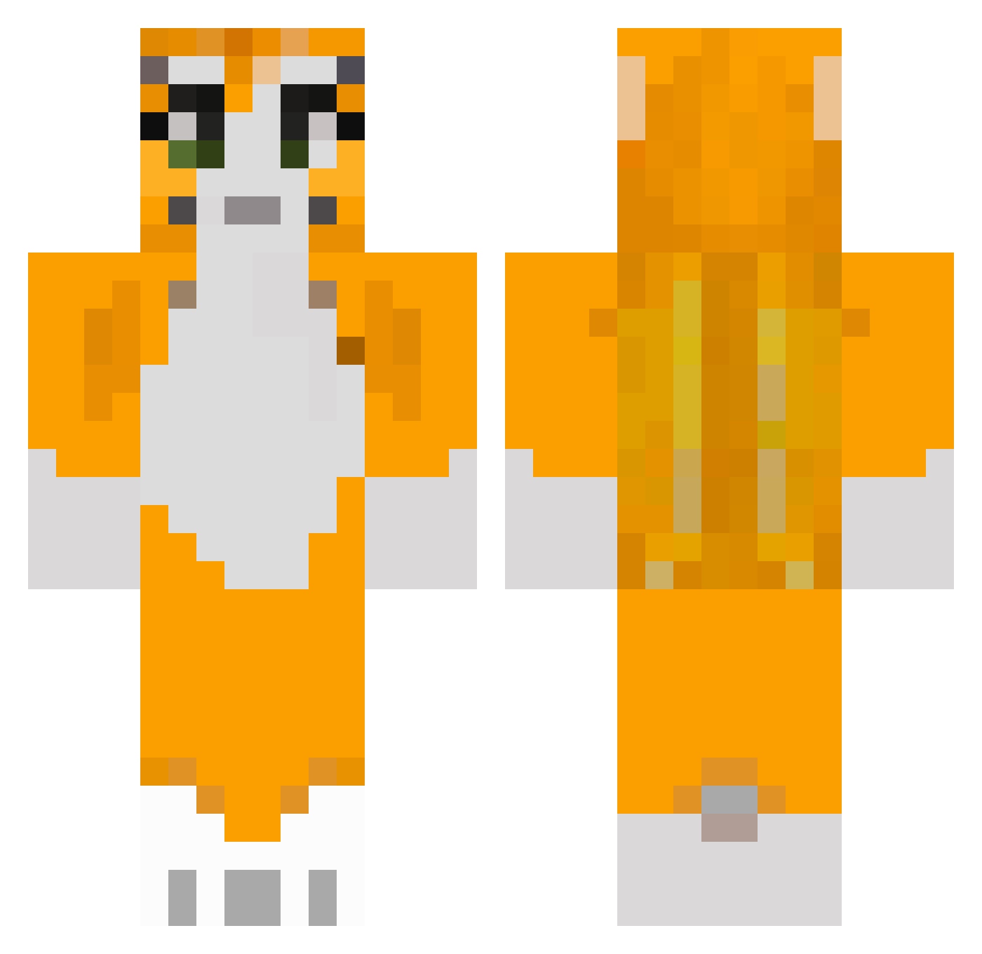 saadlongnose Minecraft skin, front and back view