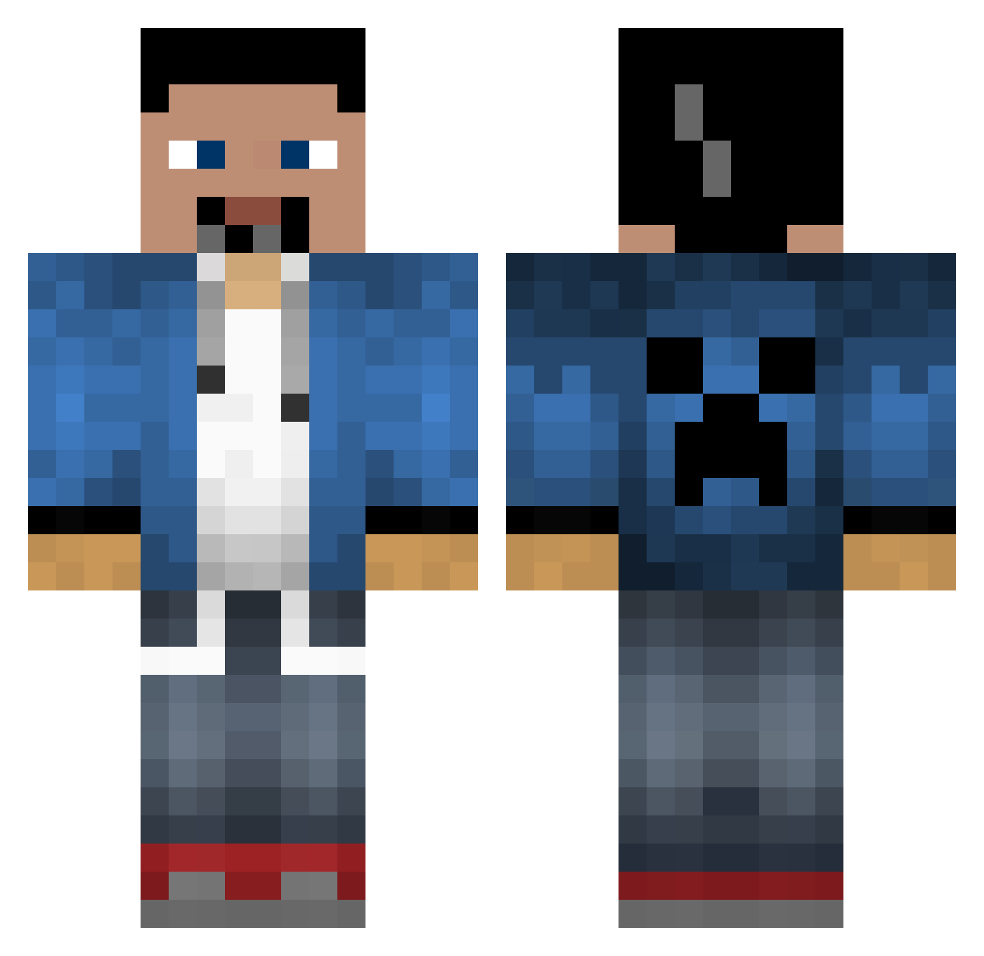 Prankster Minecraft skin, front and back view