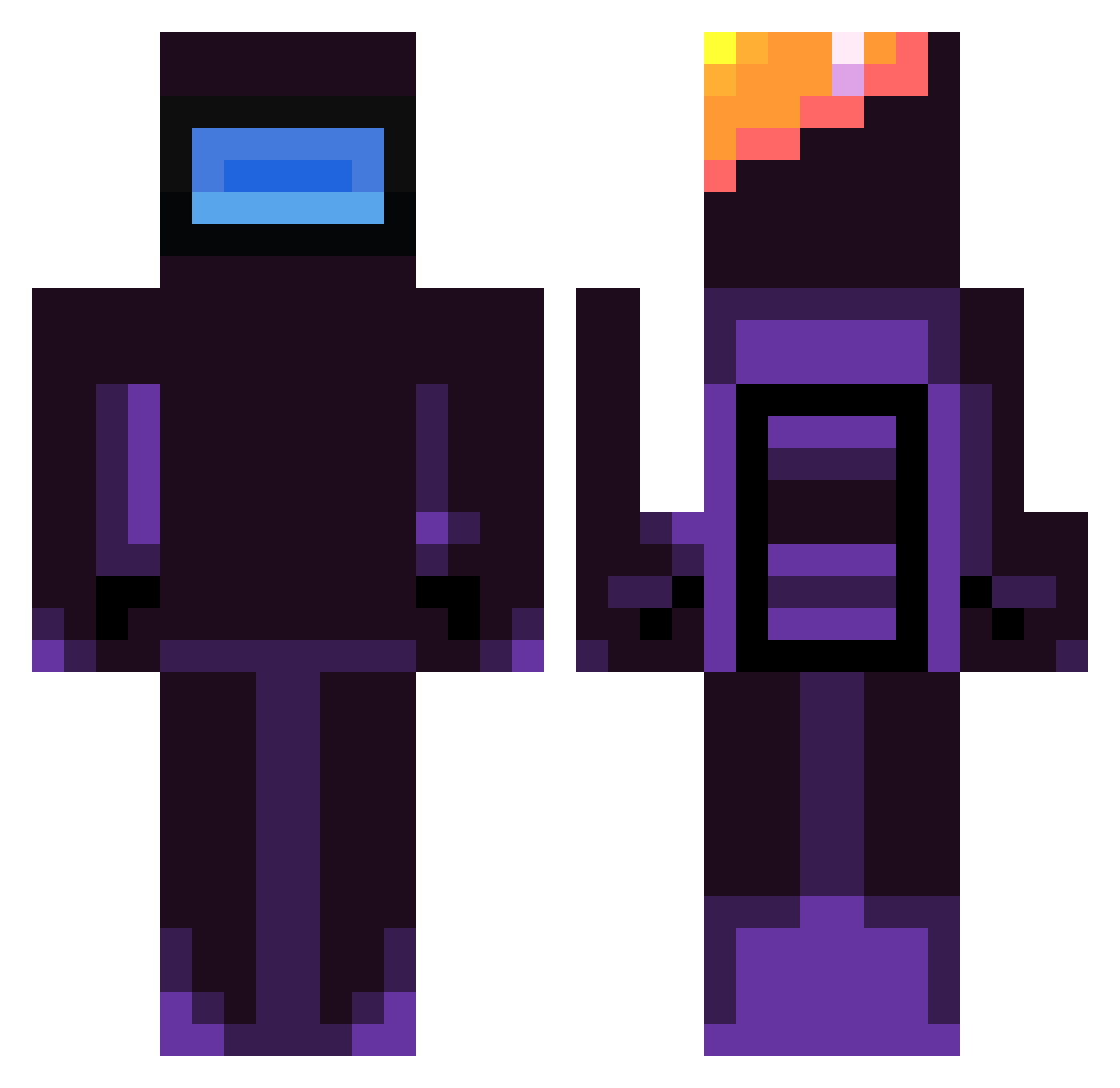 BlackImpostorXXX Minecraft skin, front and back view