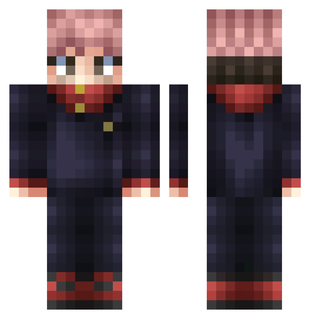 LedTomatoes Minecraft skin, front and back view