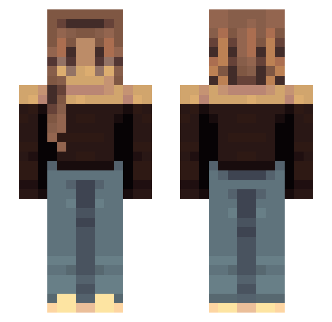 vickrr Minecraft skin, front and back view