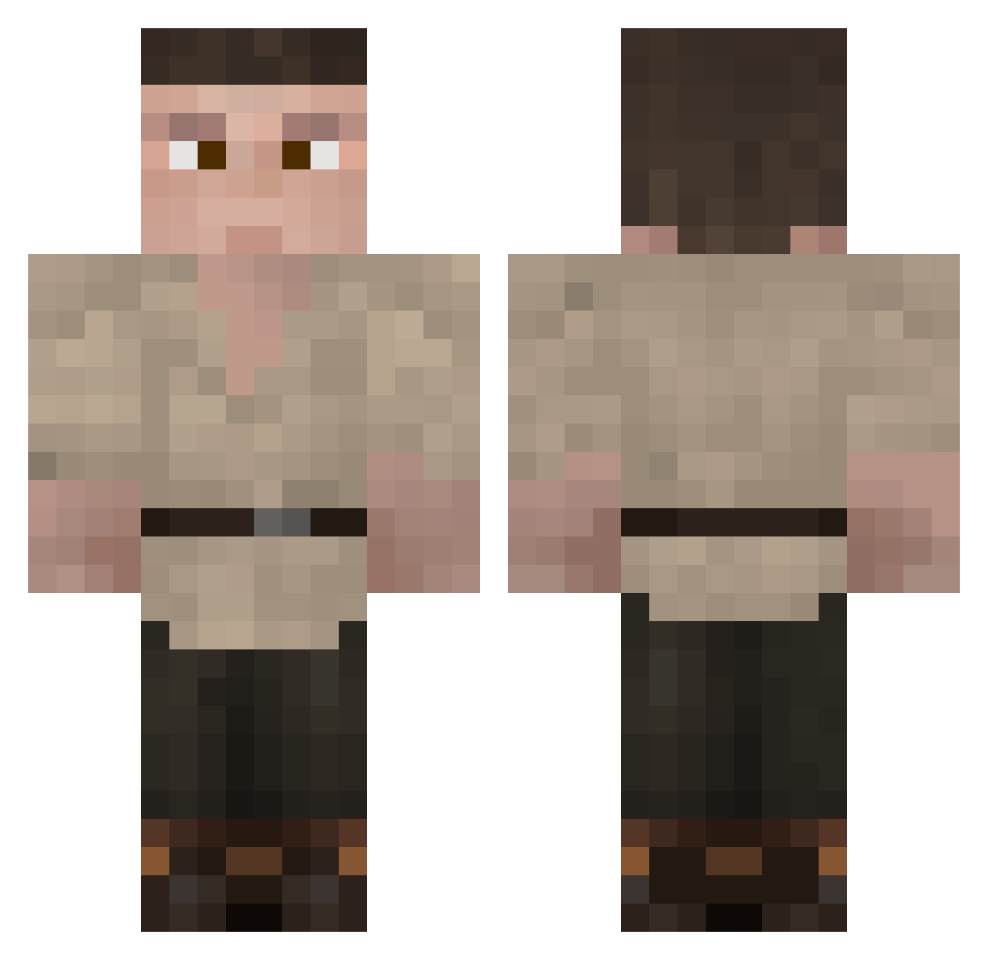 distinguishably Minecraft skin, front and back view