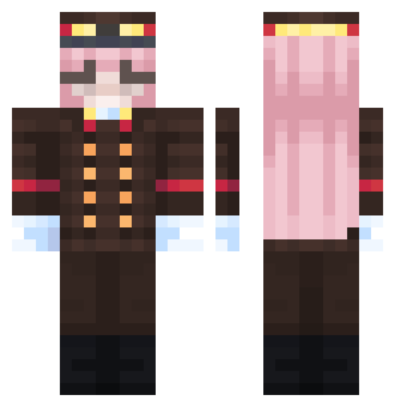 DJ555 Minecraft skin, front and back view