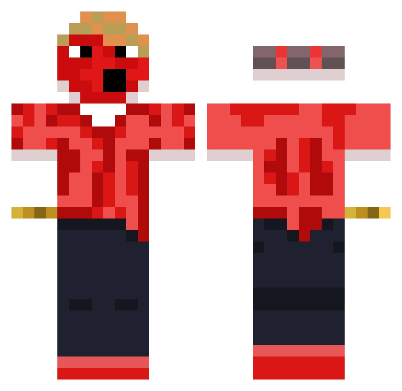 TNProductions Minecraft skin, front and back view