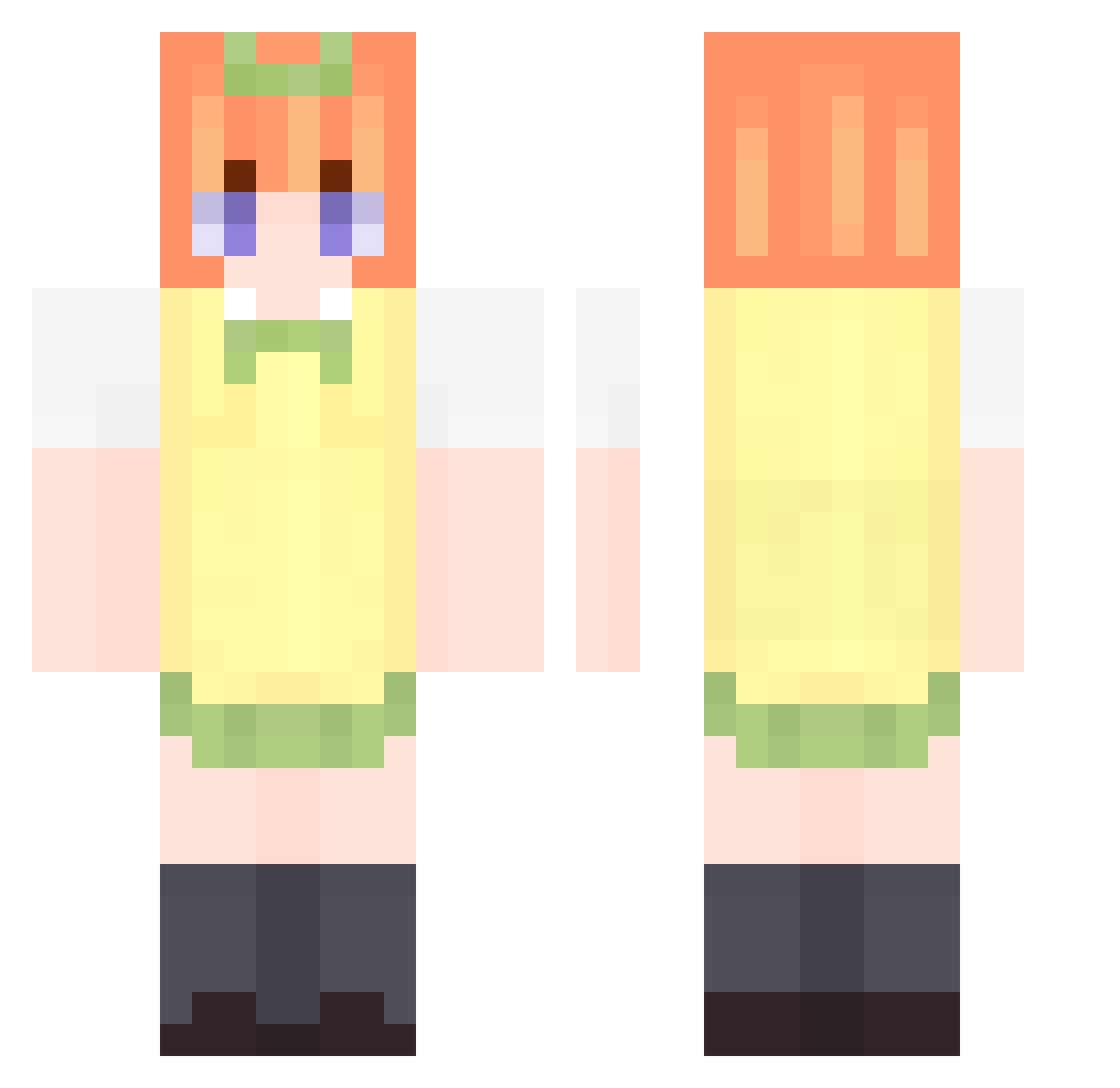 Shadowban2 Minecraft skin, front and back view