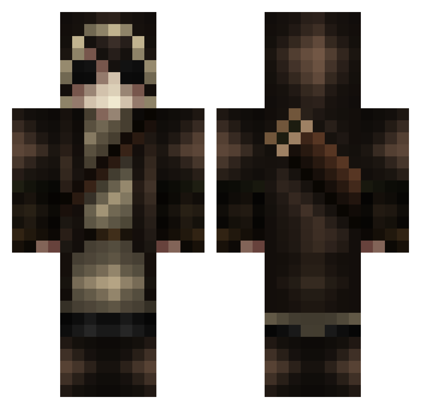 Fezzuu Minecraft skin, front and back view
