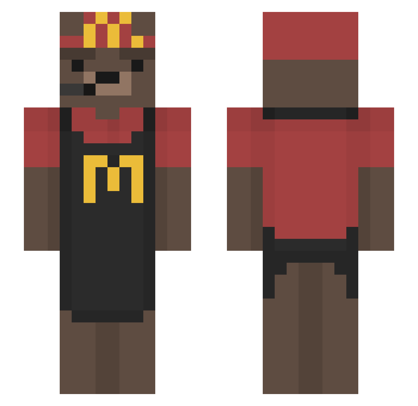 MegaAlphaMale69 Minecraft skin, front and back view