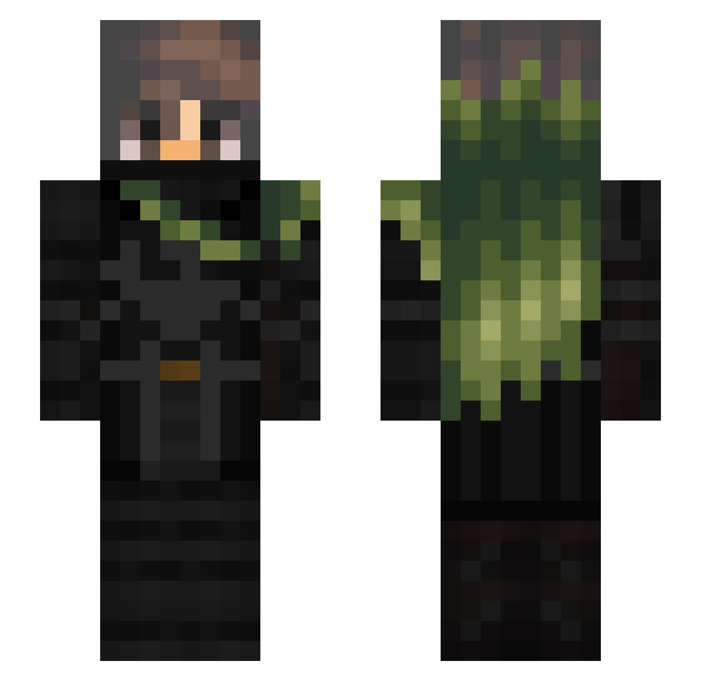Mnady Minecraft skin, front and back view