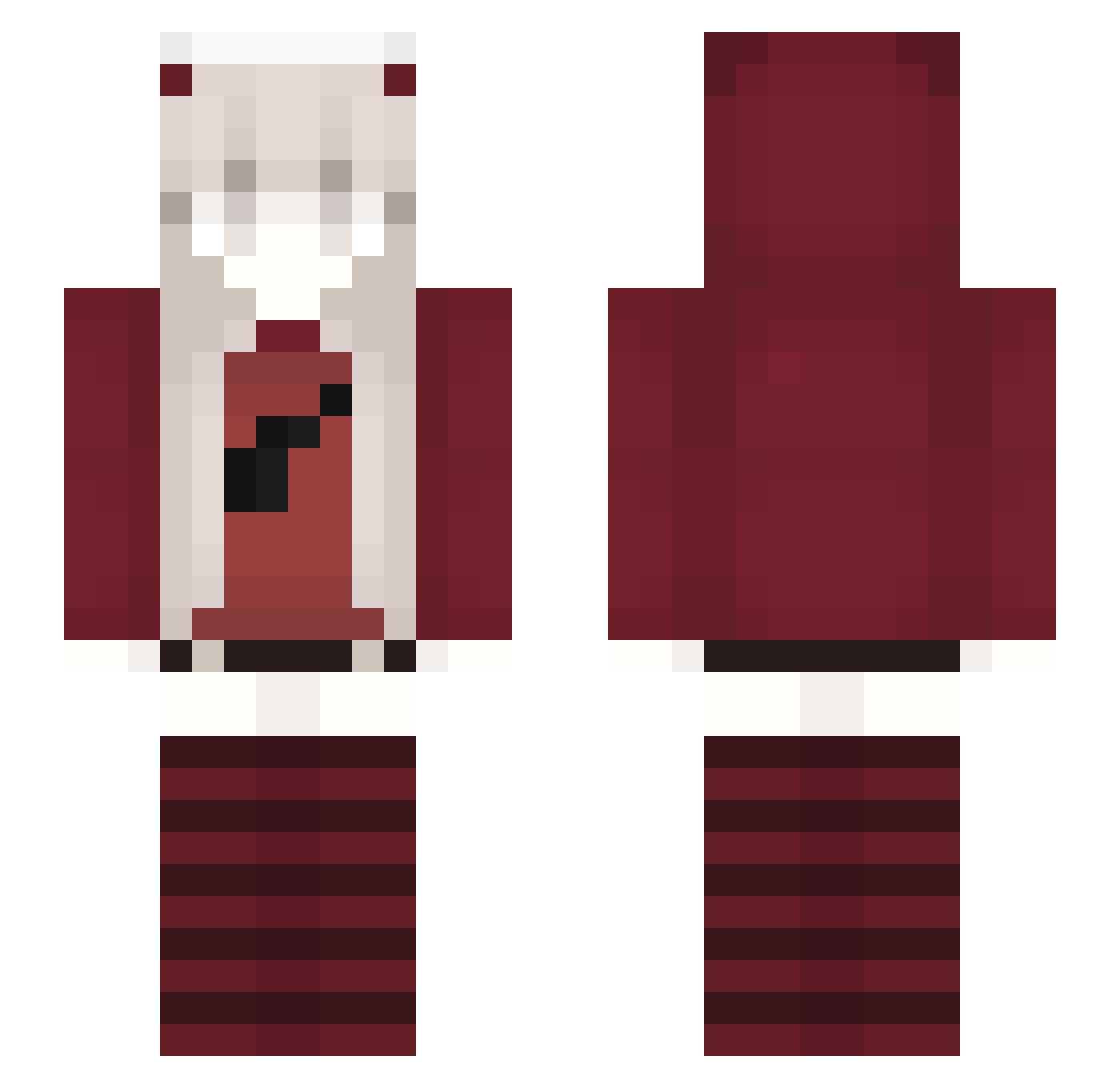 Volataile Minecraft skin, front and back view