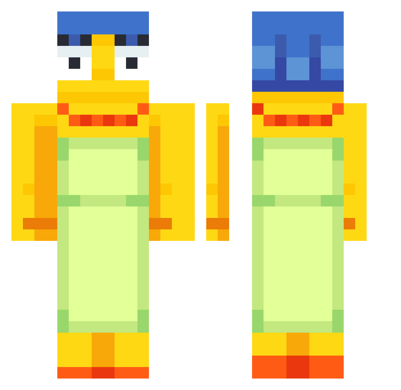 righteyealex Minecraft skin, front and back view