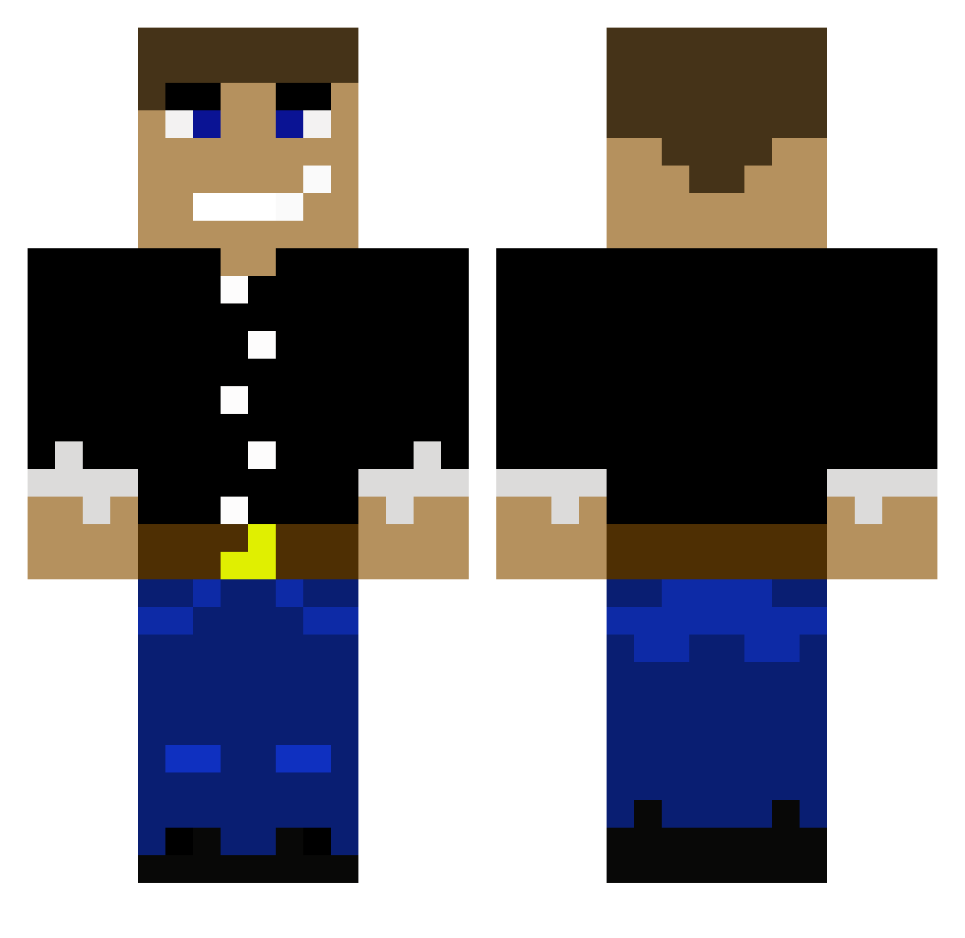 Tells Minecraft skin, front and back view
