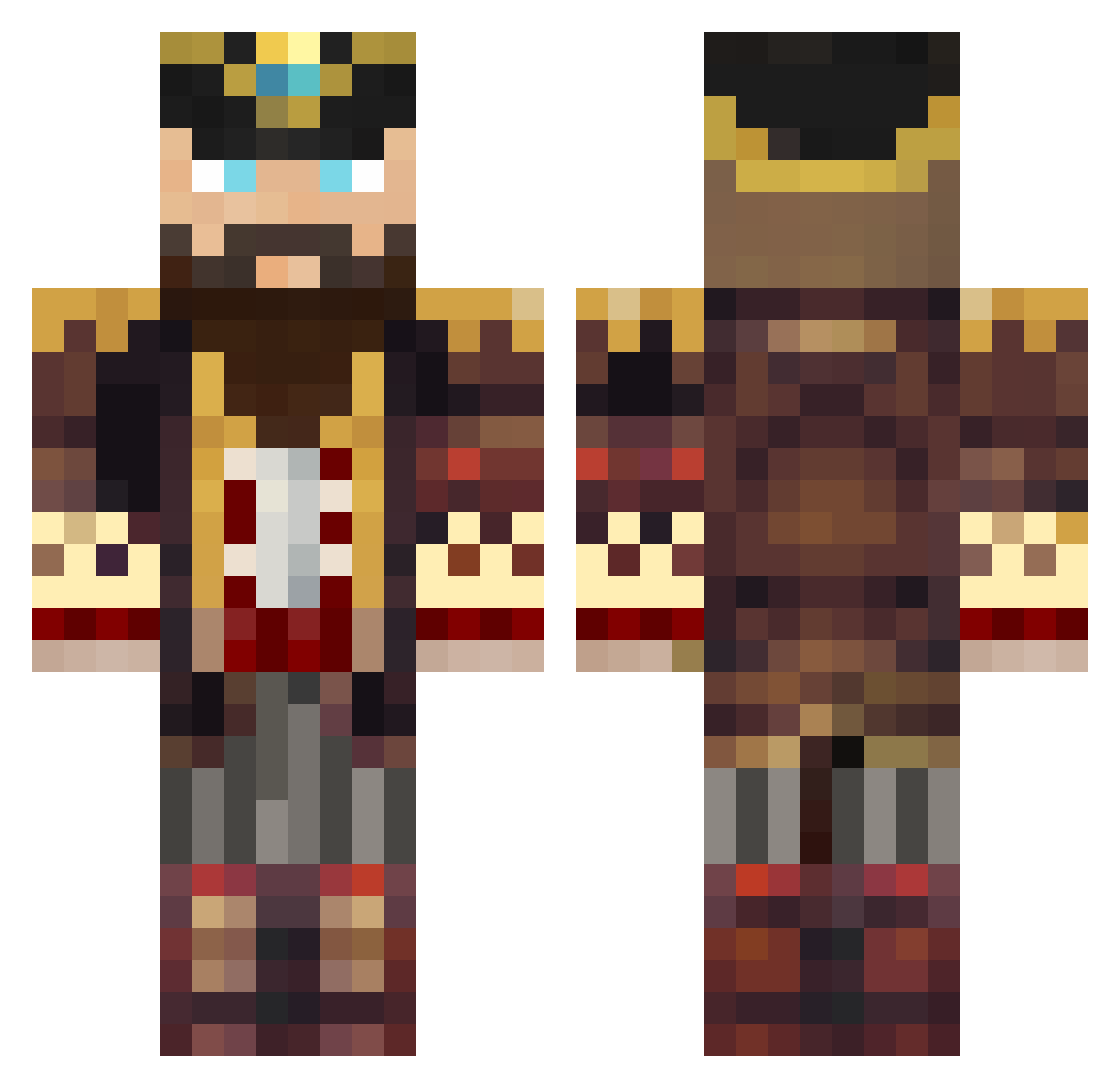 Pirataria Minecraft skin, front and back view