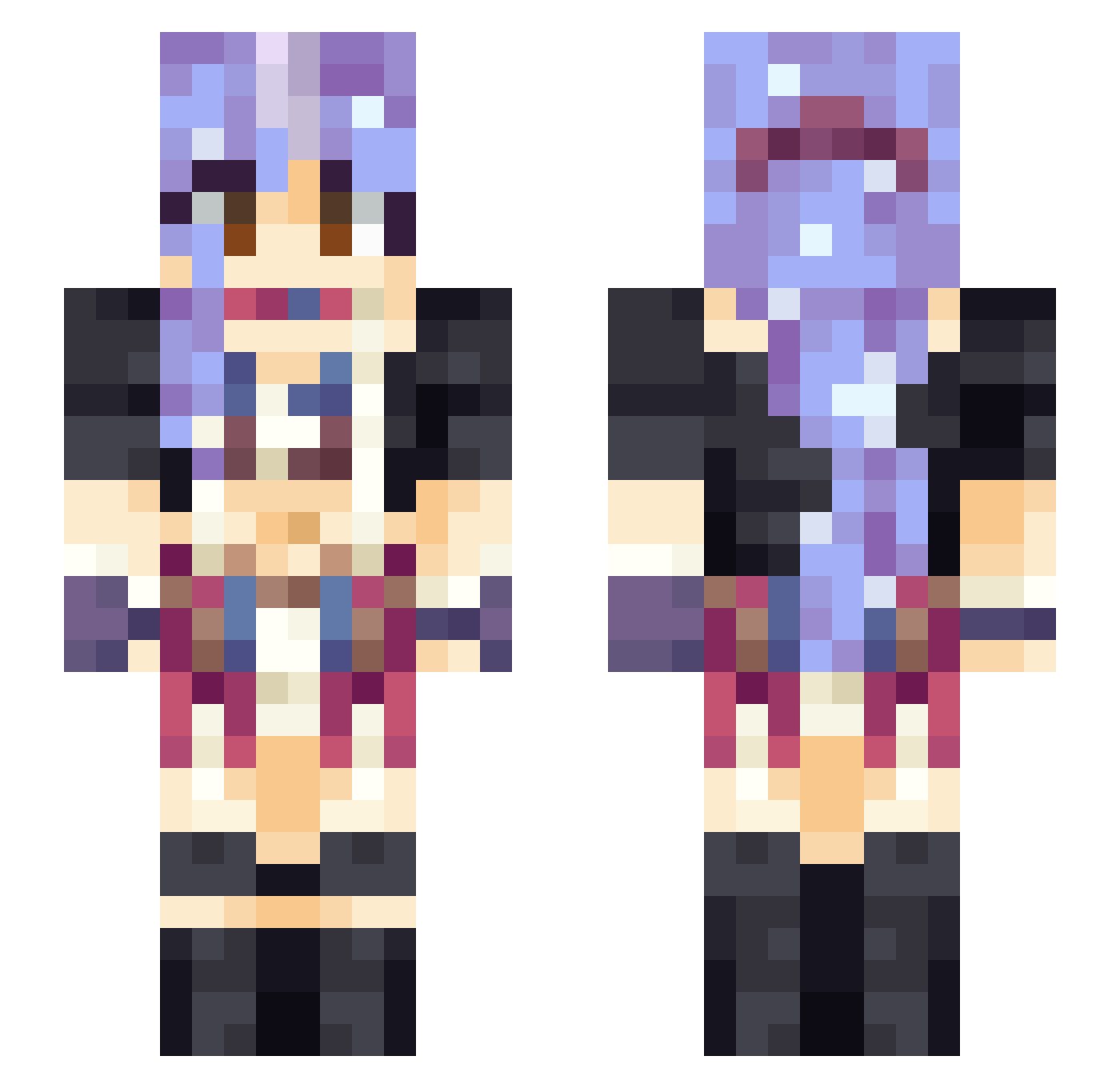 Tezooka Minecraft skin, front and back view
