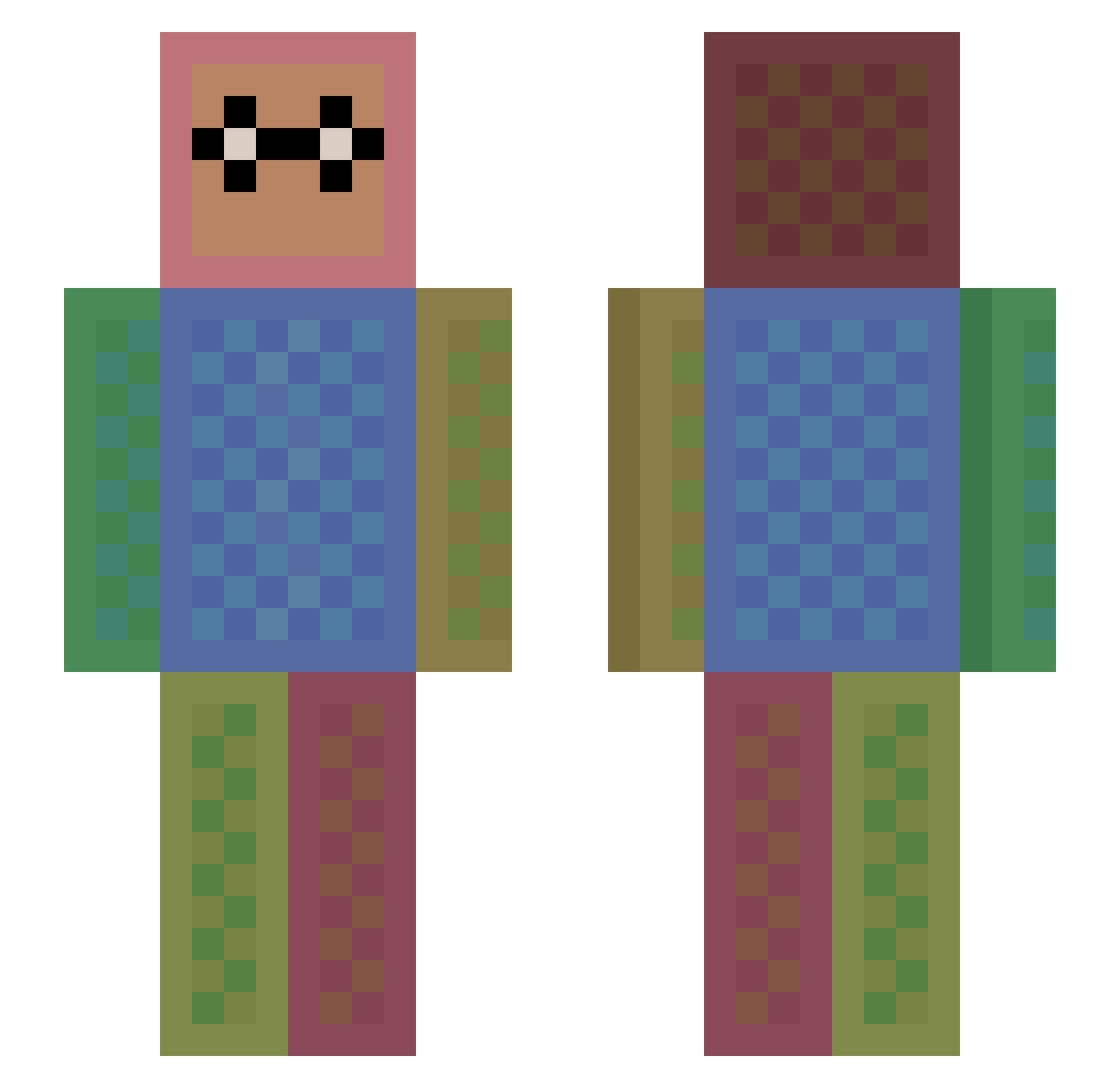 Zibouliman Minecraft skin, front and back view