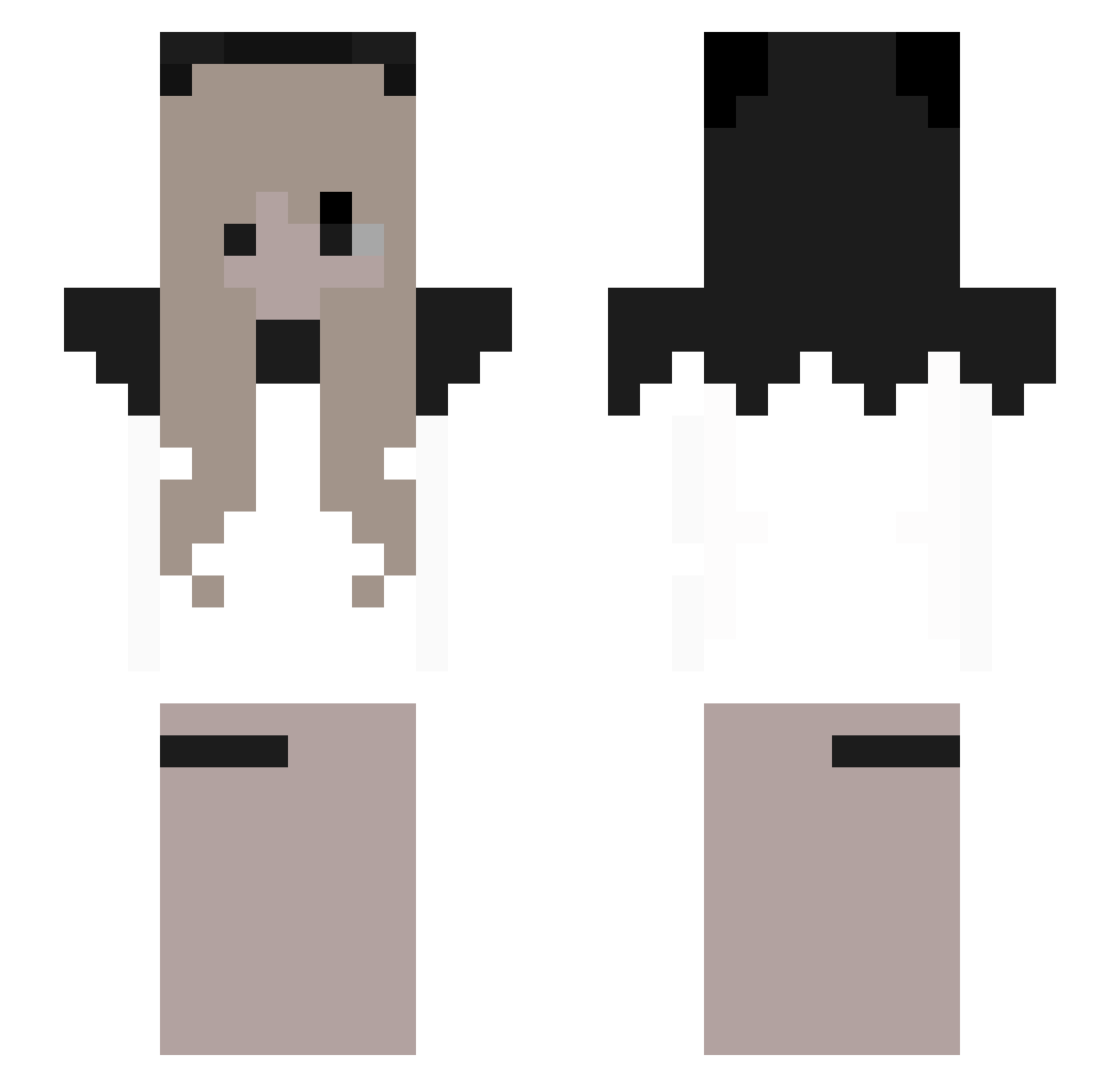 yvkc Minecraft skin, front and back view