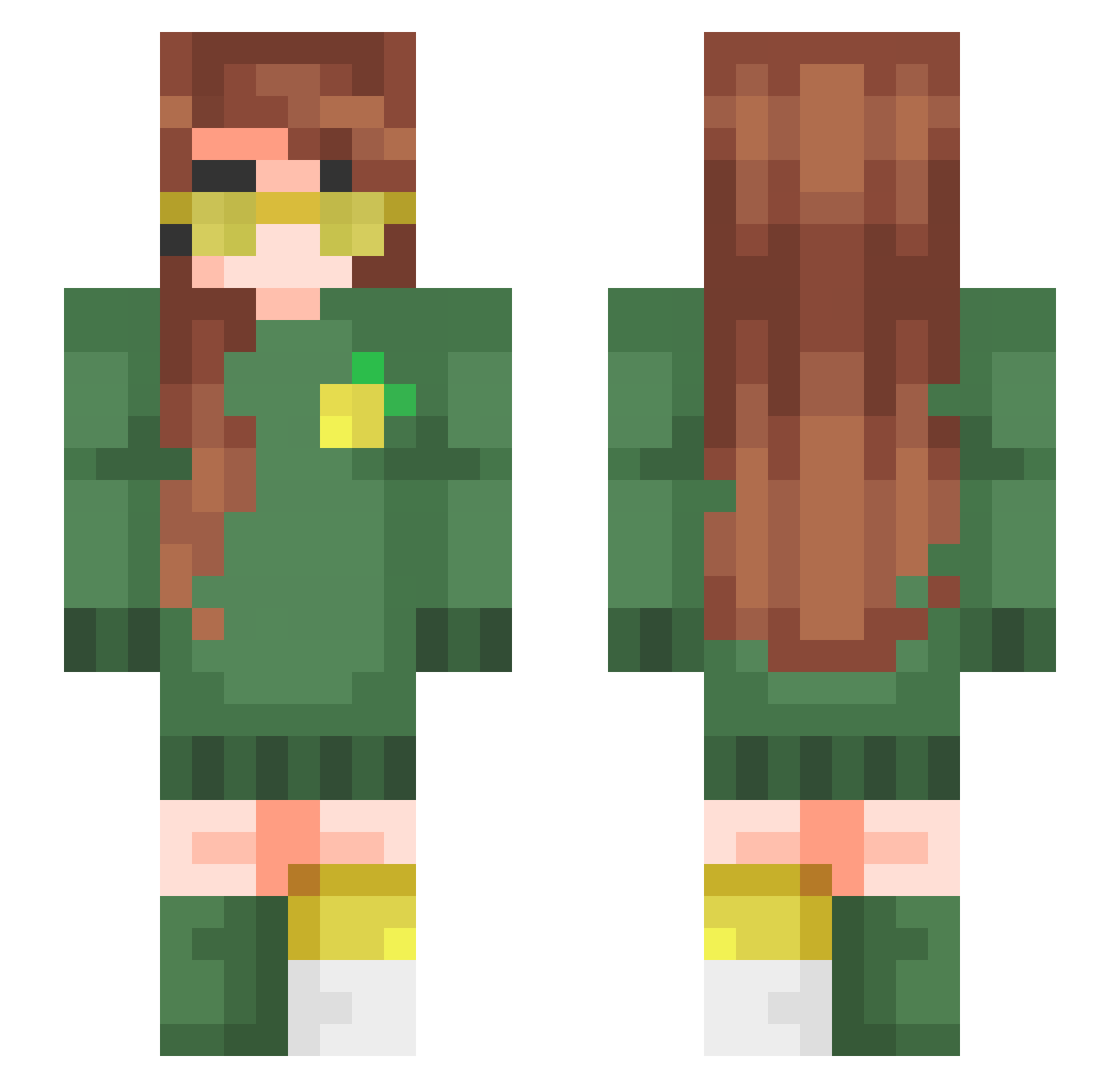 Inapt Minecraft skin, front and back view