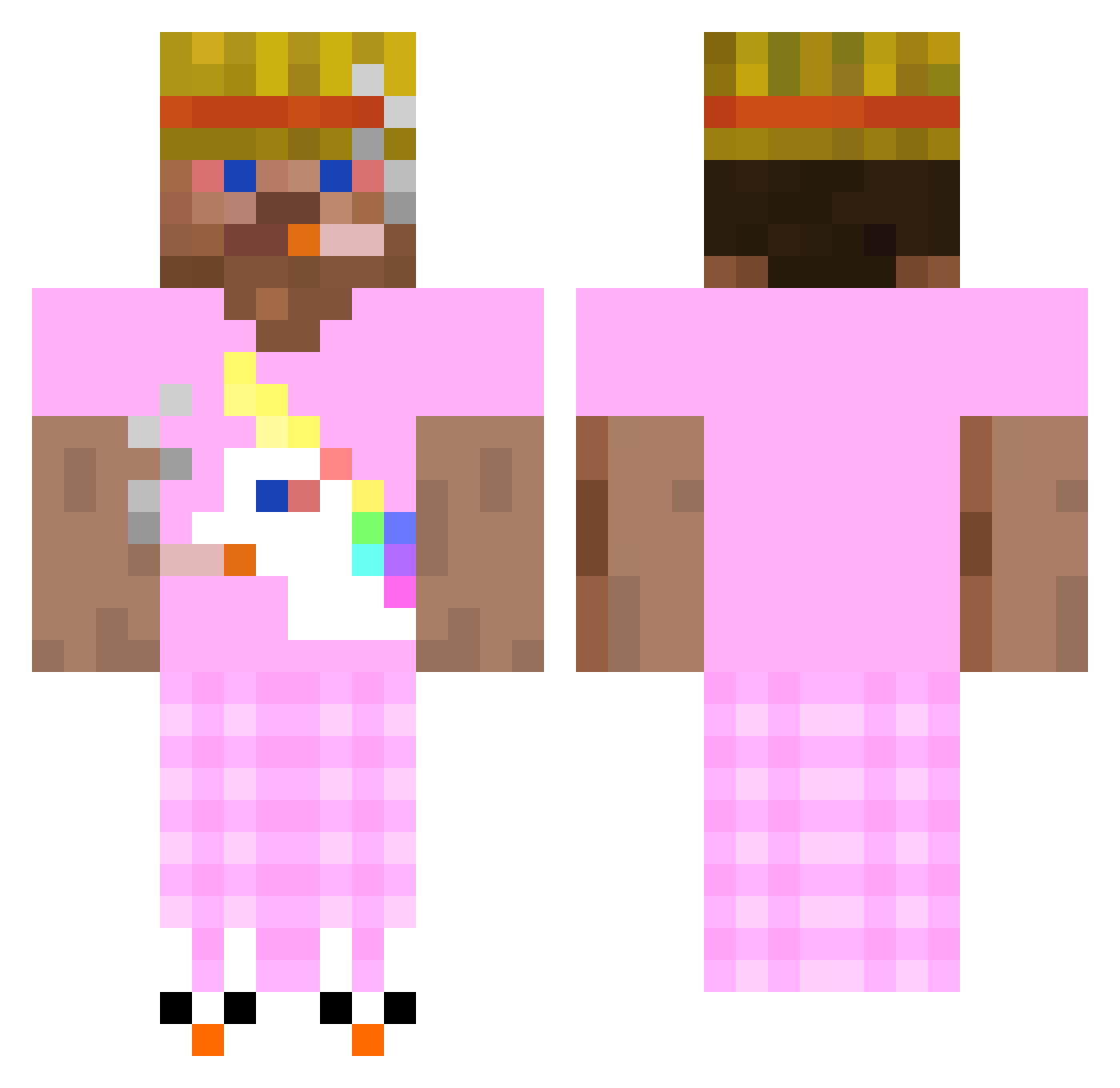 Batemon Minecraft skin, front and back view