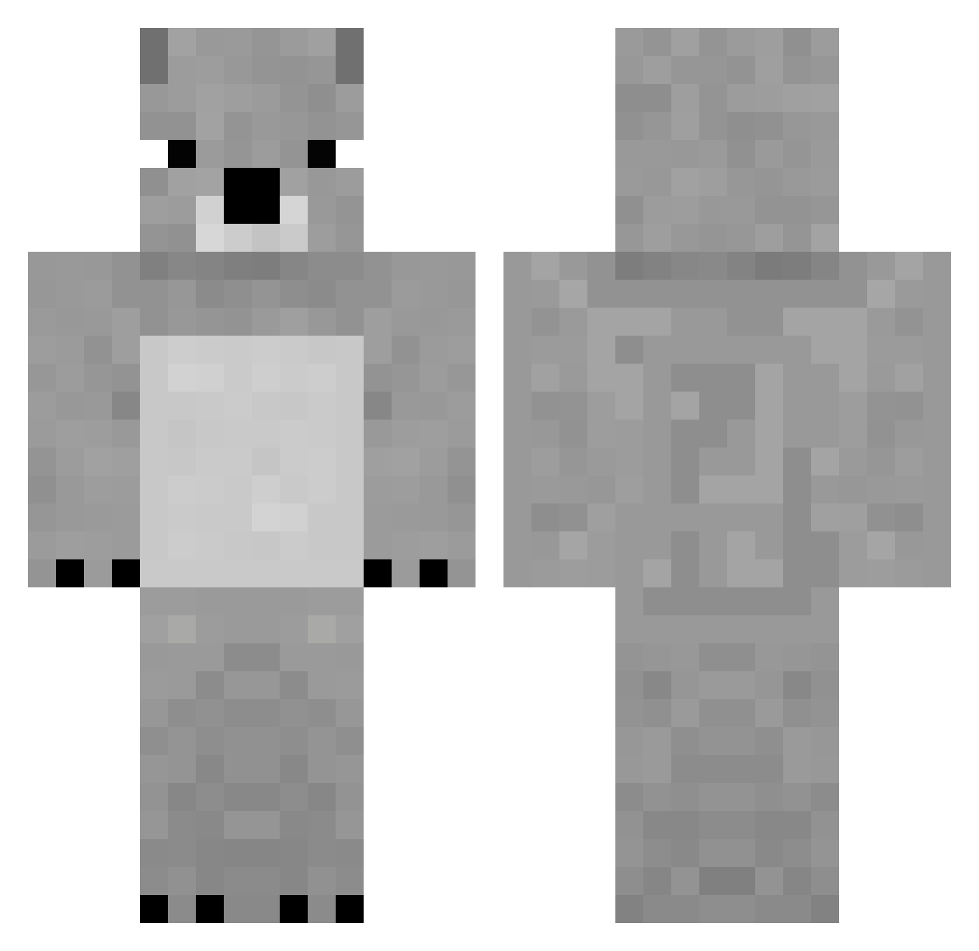 Geotropism Minecraft skin, front and back view