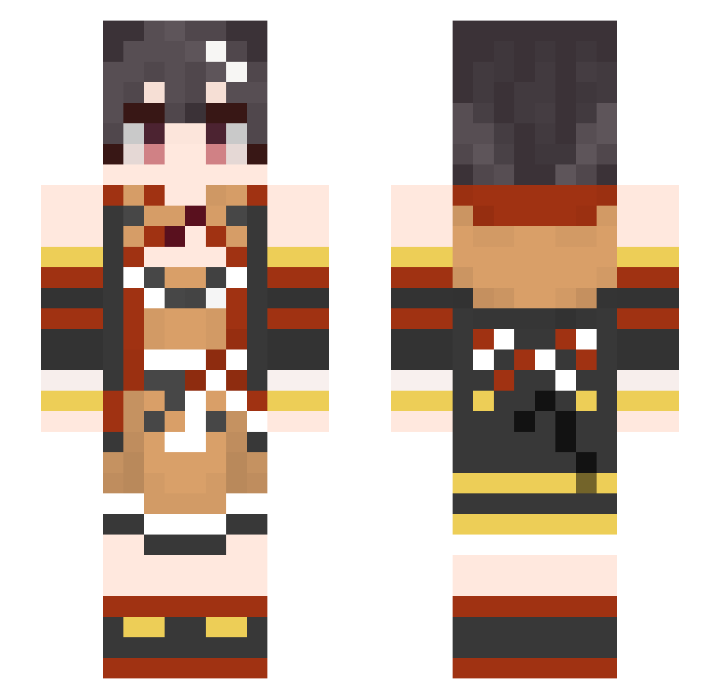 jc284 Minecraft skin, front and back view