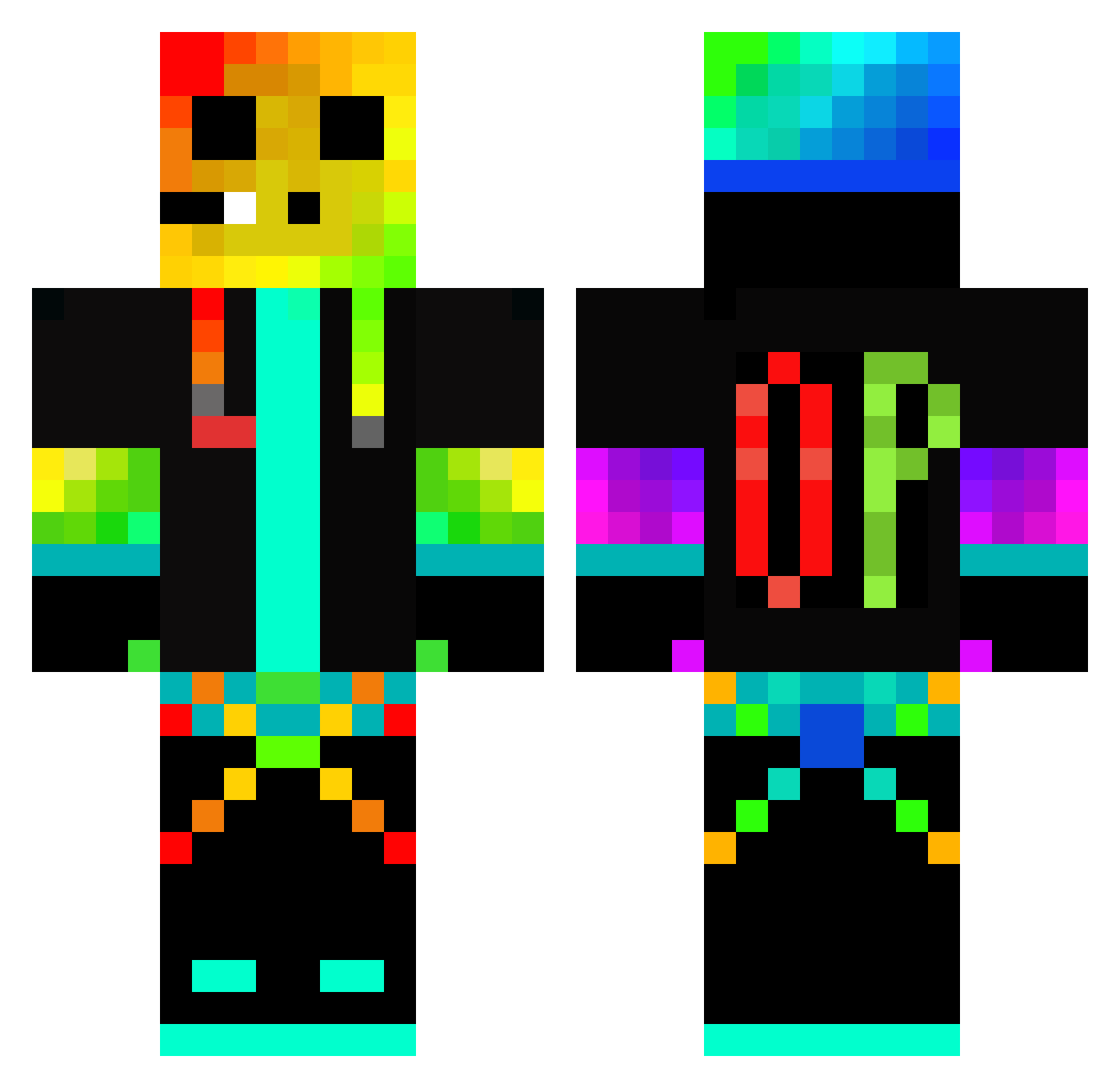 XDGamers Minecraft skin, front and back view