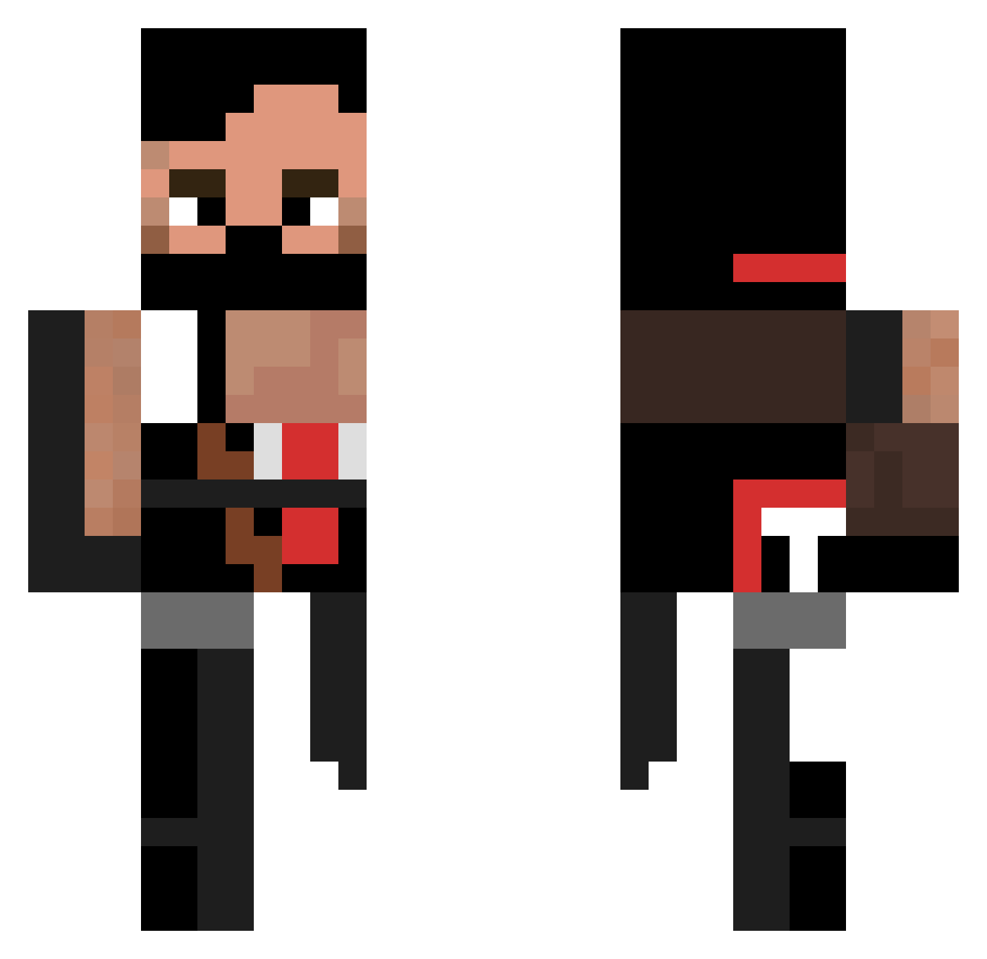 Ryanloveswomen Minecraft skin, front and back view