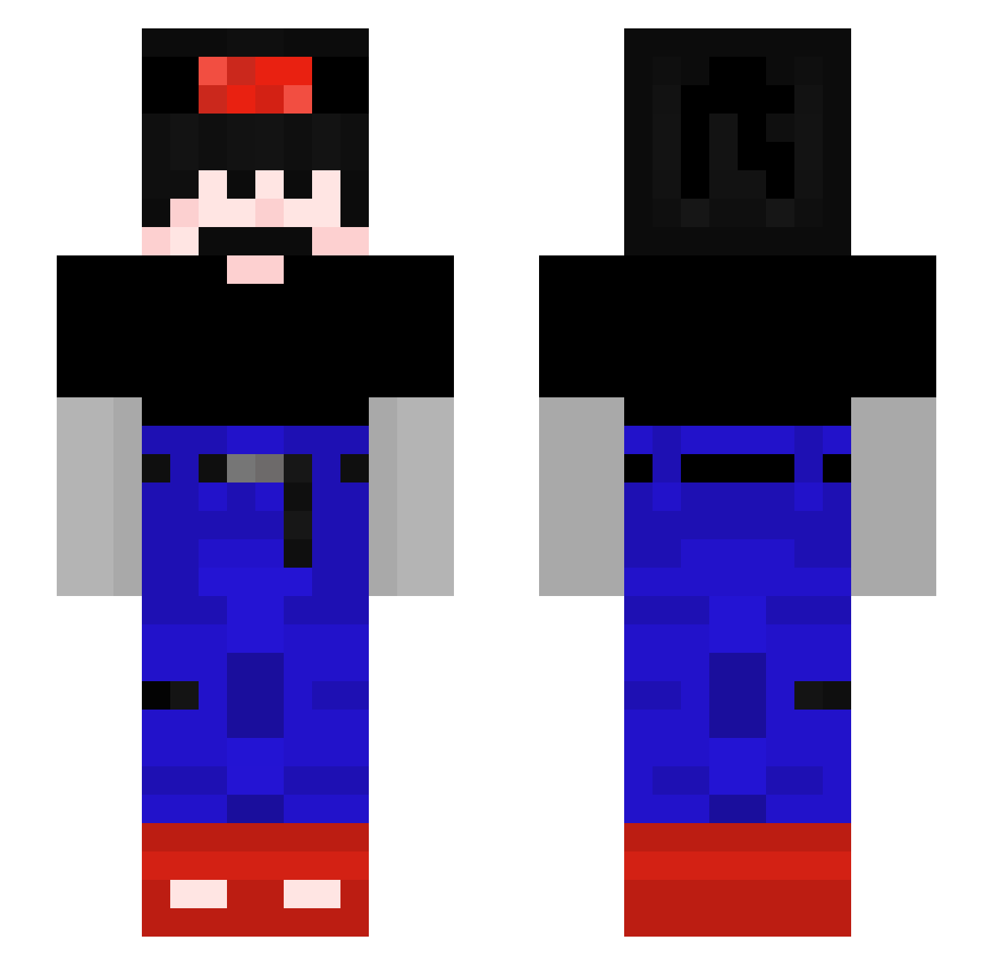 Yewss Minecraft skin, front and back view
