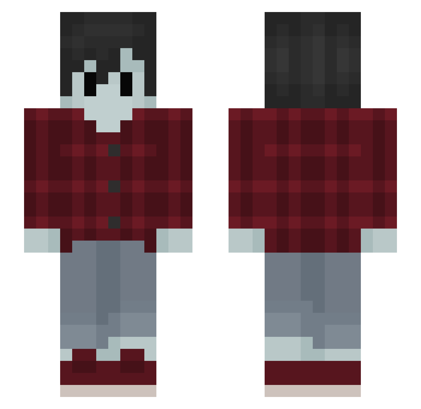 GivemeWaffles Minecraft skin, front and back view