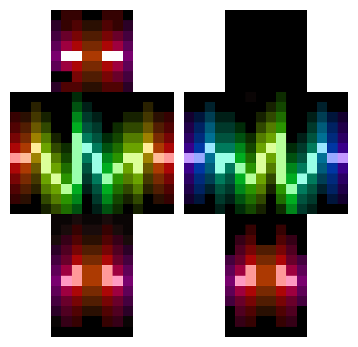TheDemonFrager Minecraft skin, front and back view
