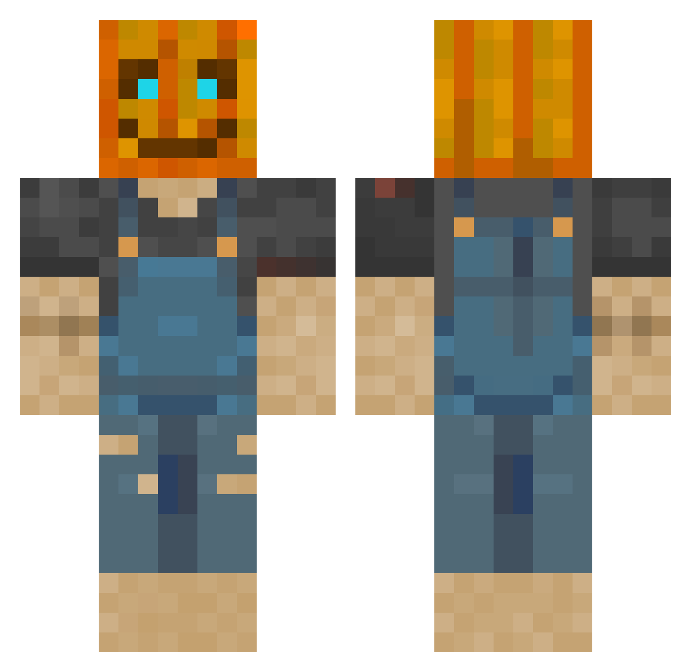 ItsMrBumpkin Minecraft skin, front and back view