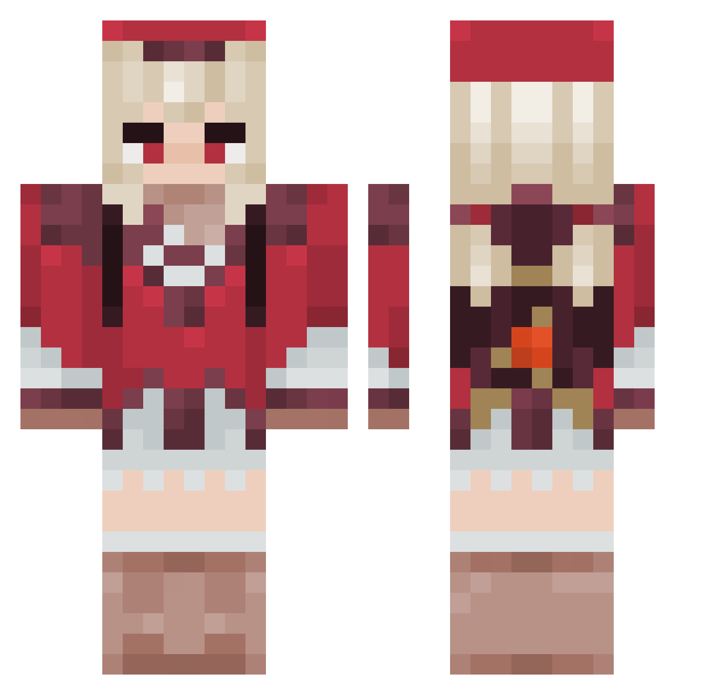 Grimaster Minecraft skin, front and back view
